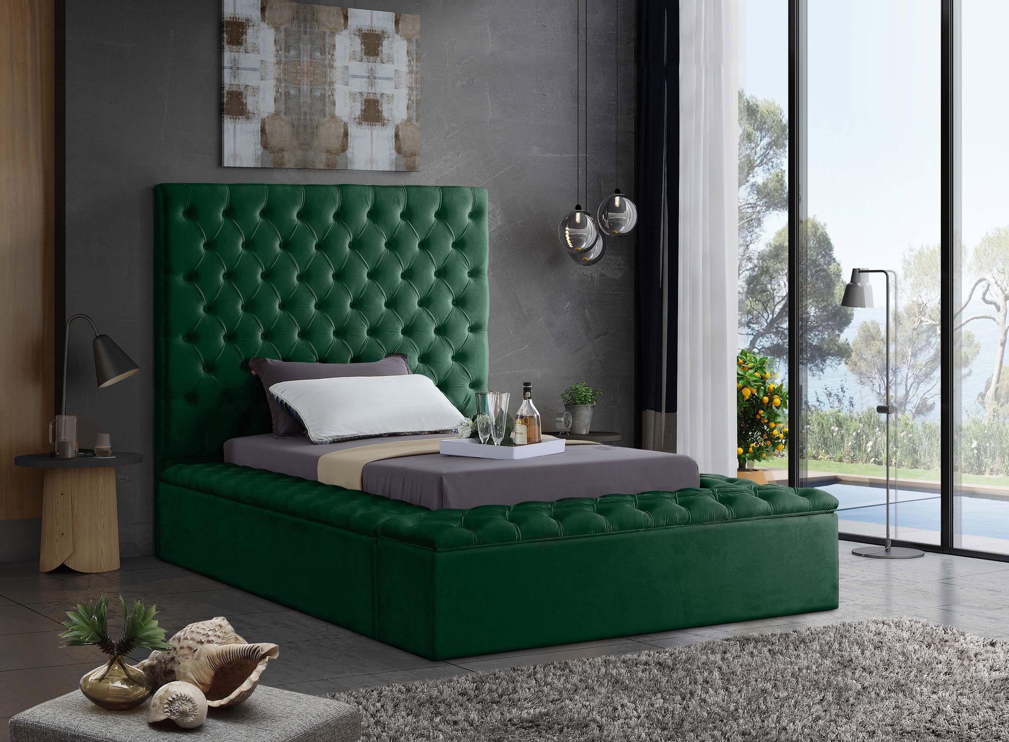 Bliss Velvet Twin Size Bed