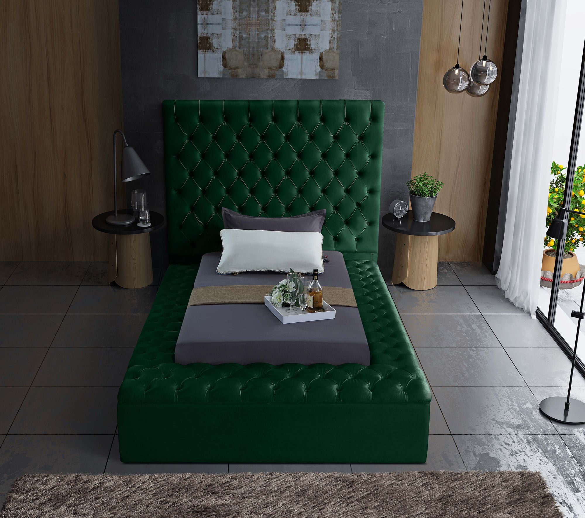 Bliss Velvet Twin Size Bed