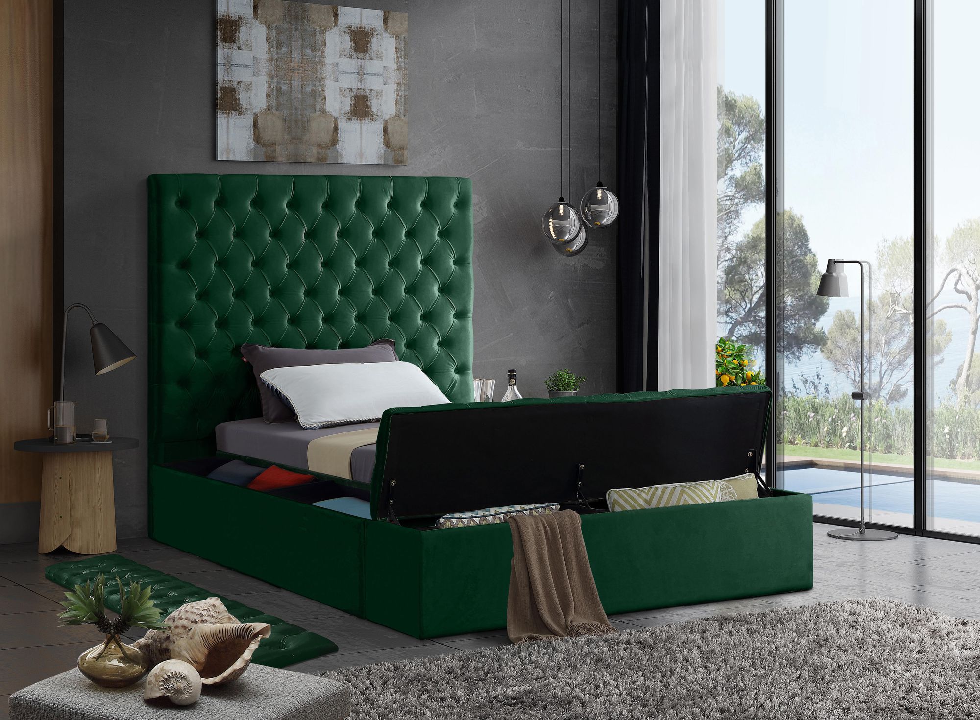 Bliss Velvet Twin Size Bed