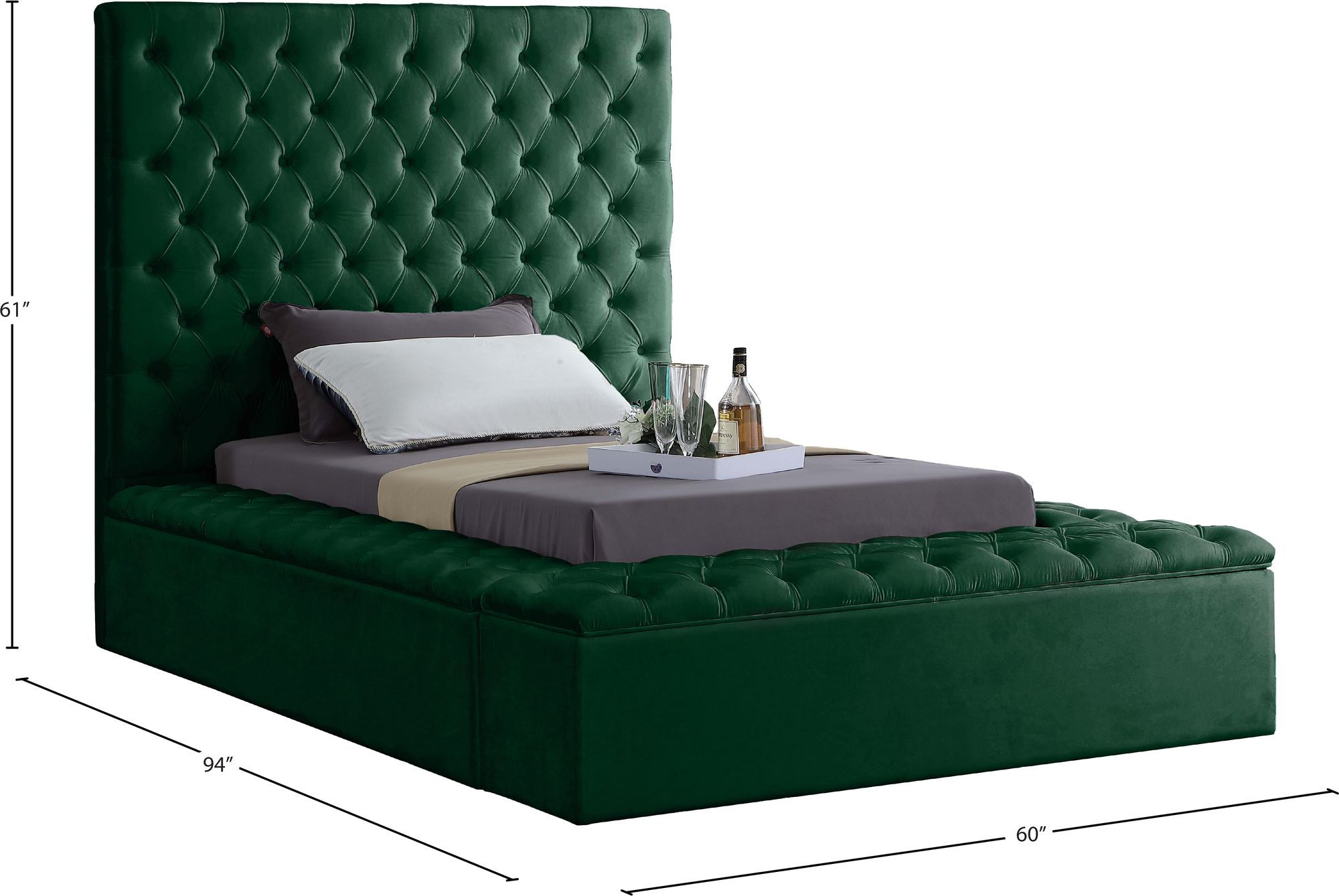 Bliss Velvet Twin Size Bed