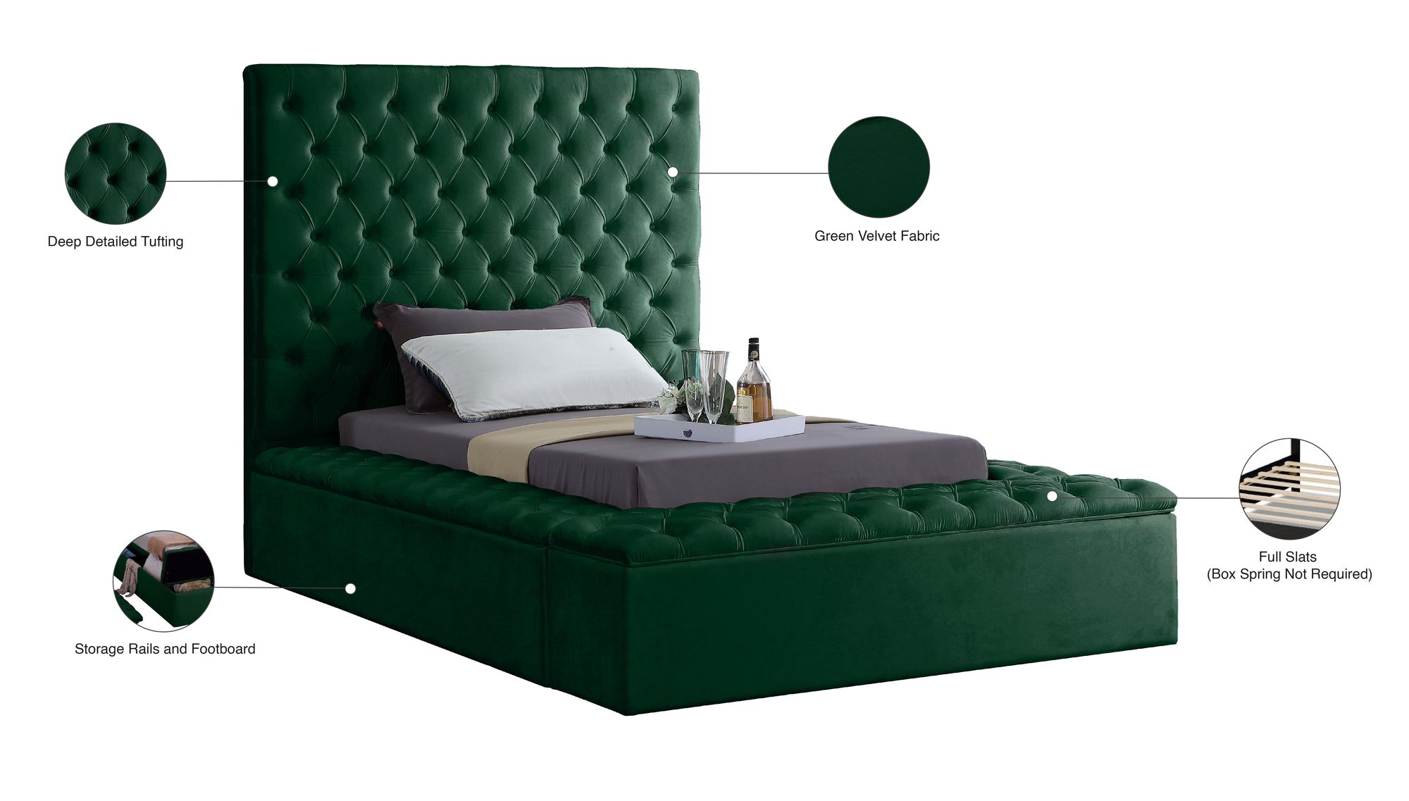 Bliss Velvet Twin Size Bed