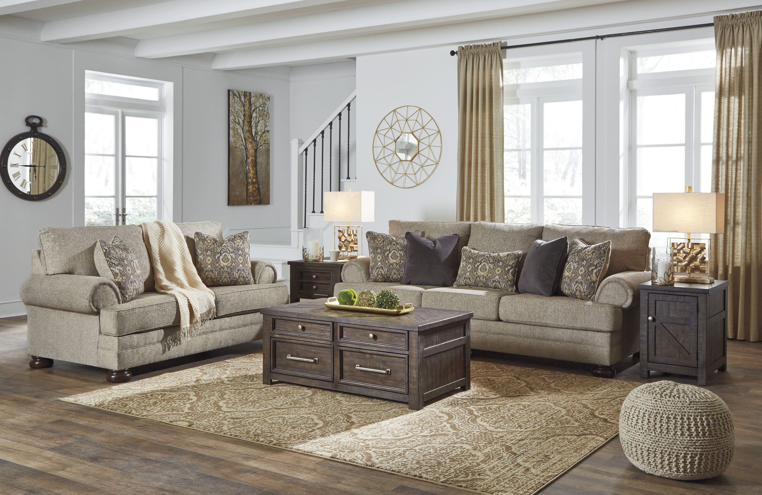 Ashley Kananwood Sofa, Loveseat And Center Table
