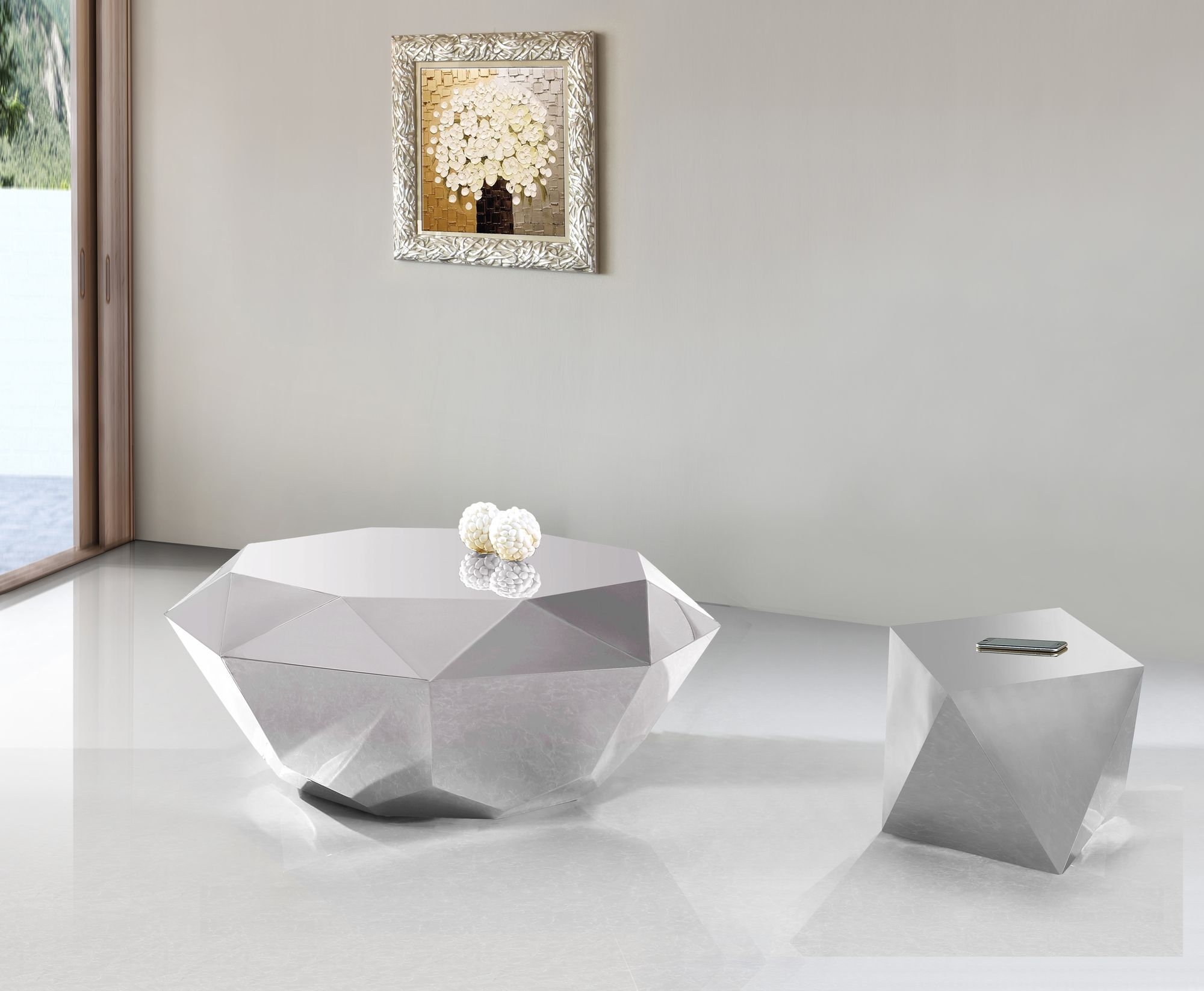 Gemma 20" Diamond Steel End Table