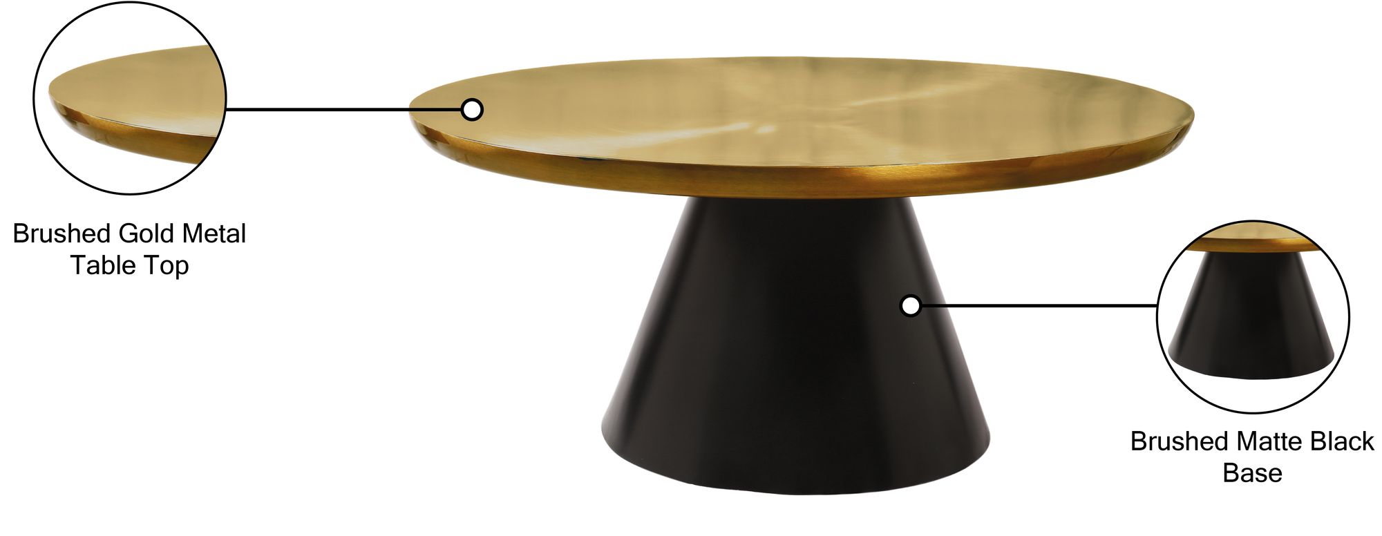 Martini 36" Round Stainless Steel Coffee Table with Matte Black Base