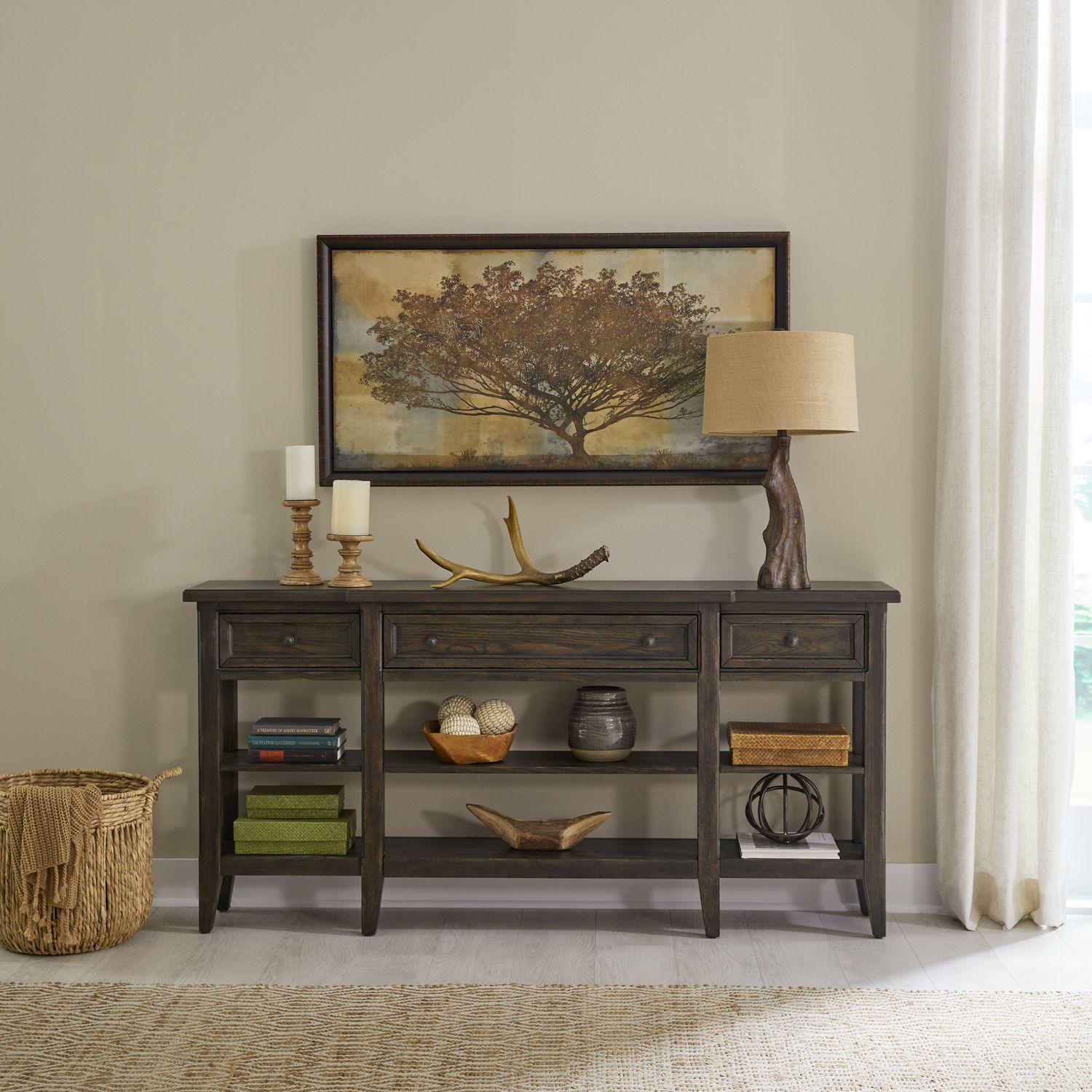 Paradise Valley Wood Hall Console Table w/3 Drawers