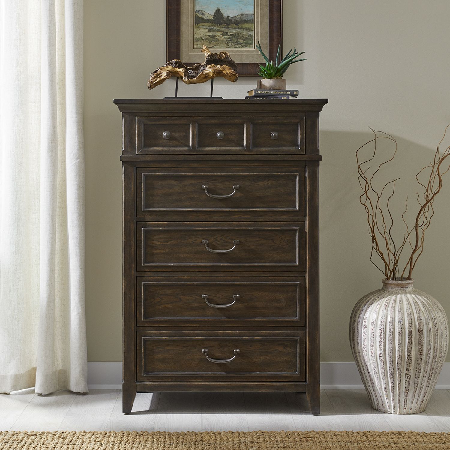 Paradise Valley Upholstered Bedroom Set | Saddle Brown Oak