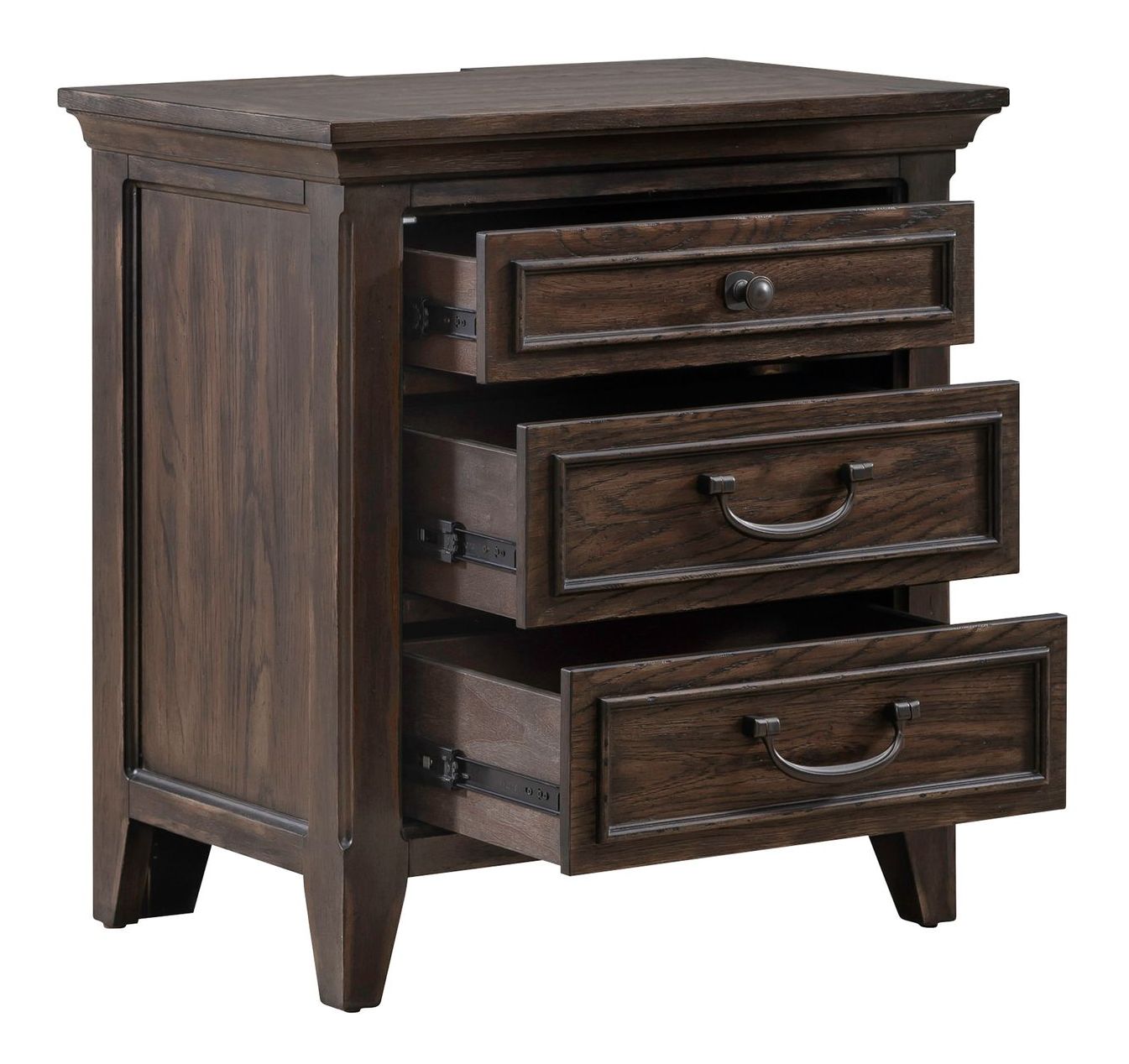Paradise Valley Wood Nightstand w/Charging Station & 3 Drawers