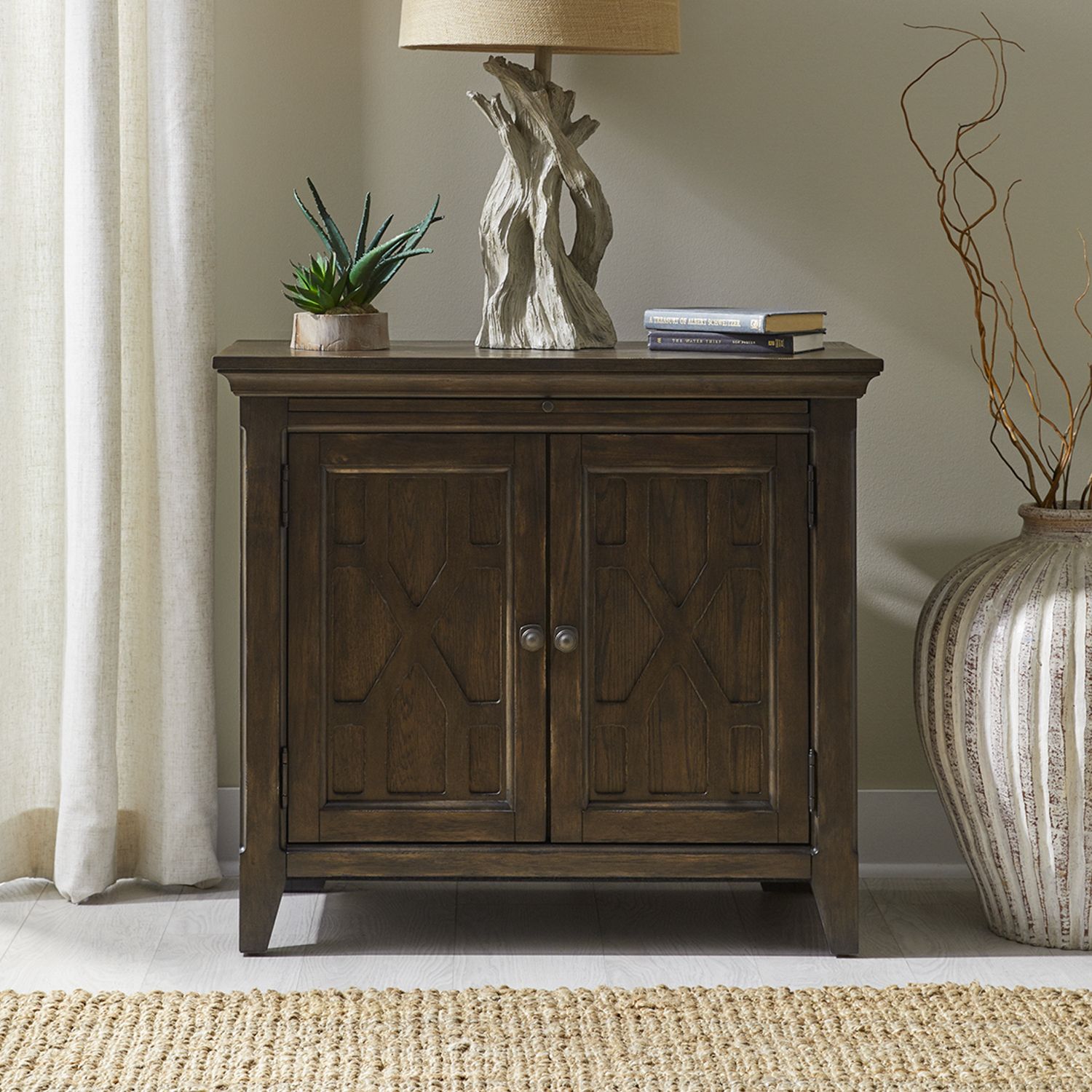 Paradise Valley Wood Bedside Chest w/Charging Station & 2 Doors