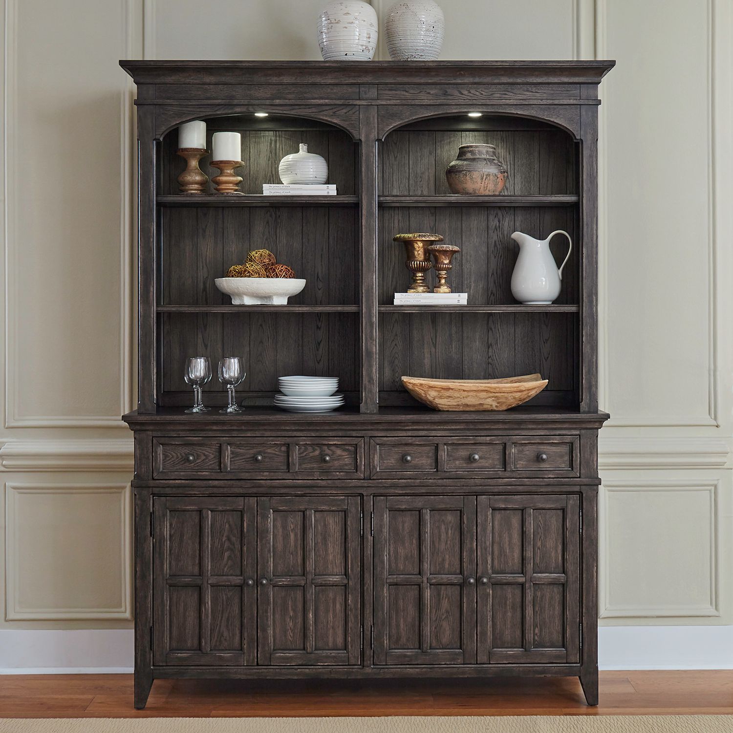Paradise Valley Wood Hutch & Buffet w/4 Doors & 2 Drawers