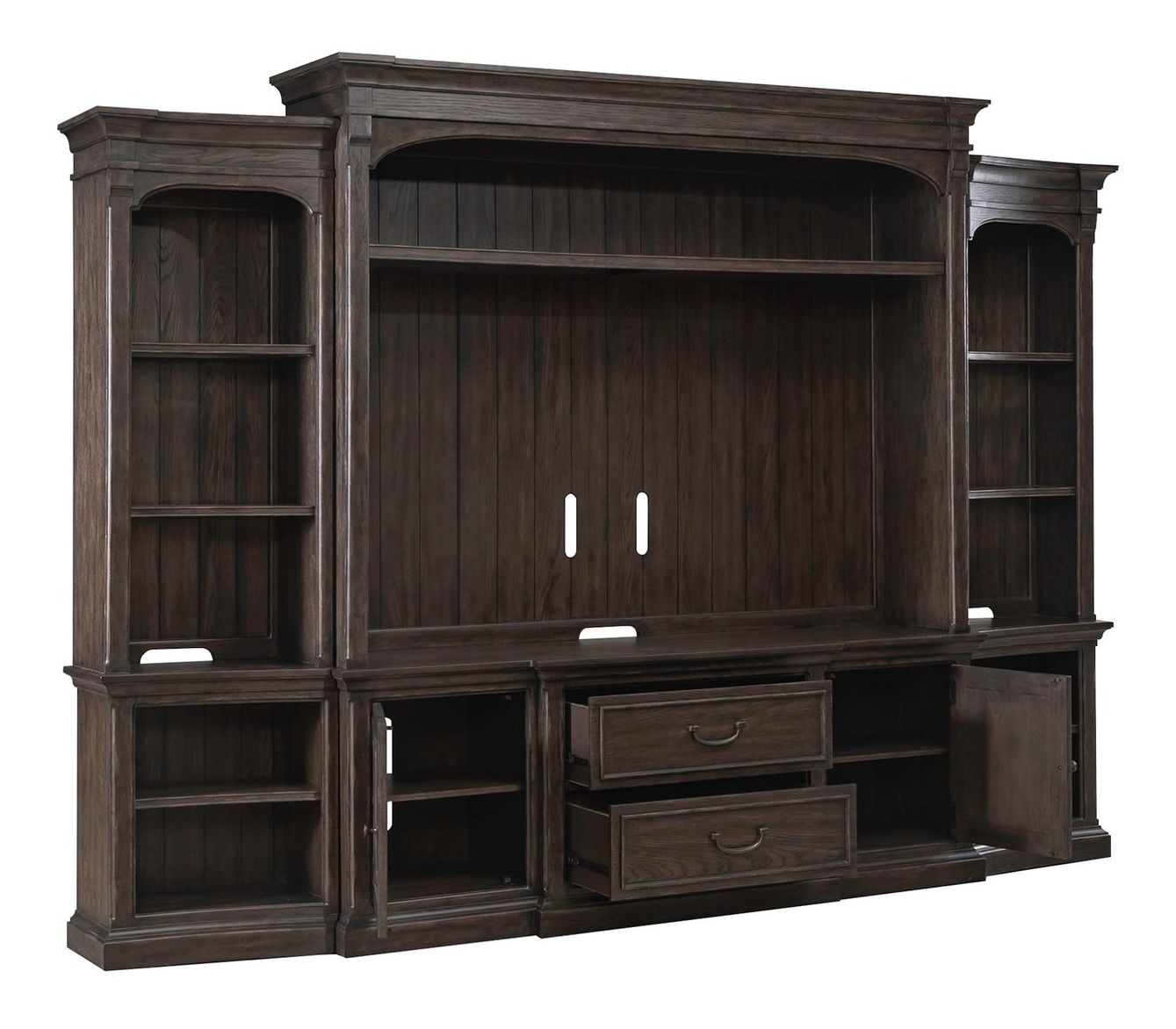 Paradise Valley Wood Entertainment Center w/Piers & 2 Drawers & 2 Doors