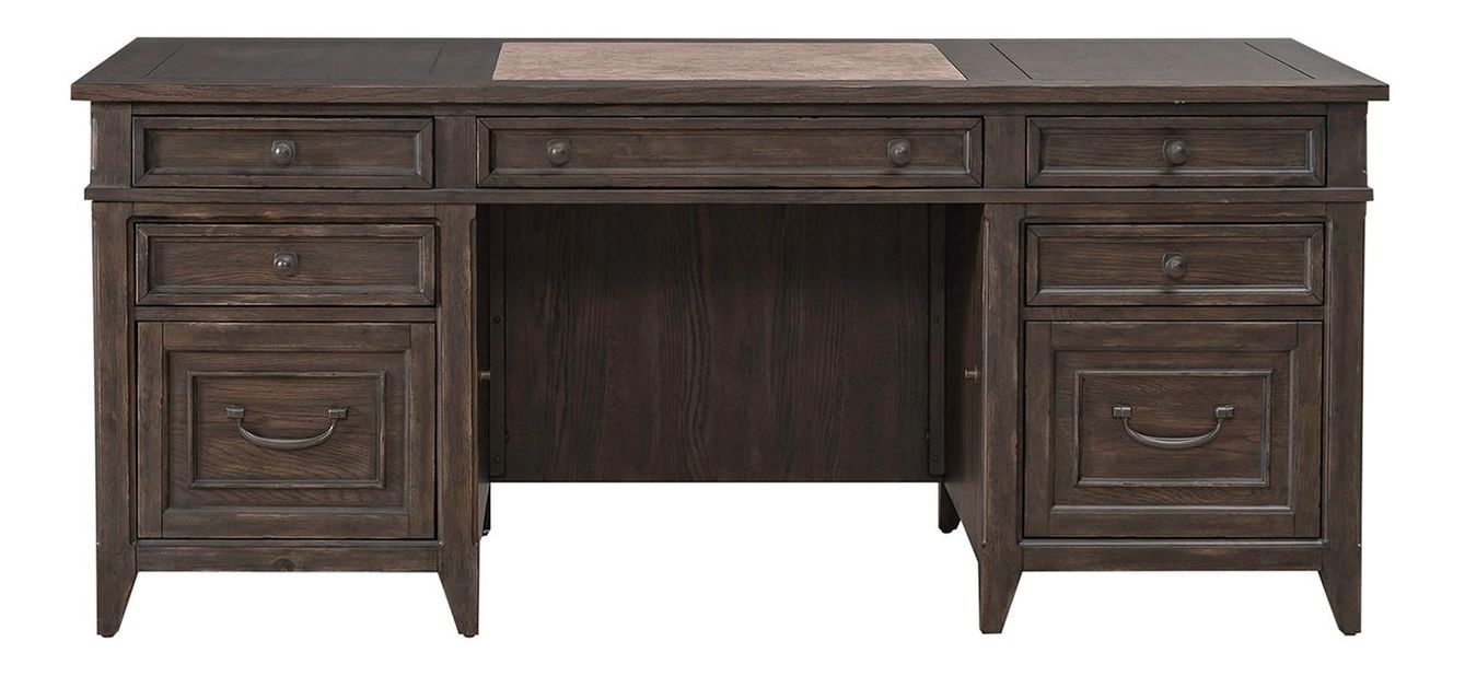 Paradise Valley Rectangular Wood Executive Desk w/7 Drawers