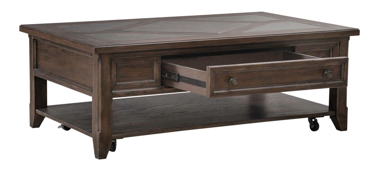 Paradise Valley Rectangular Wood Cocktail Table w/Drawer