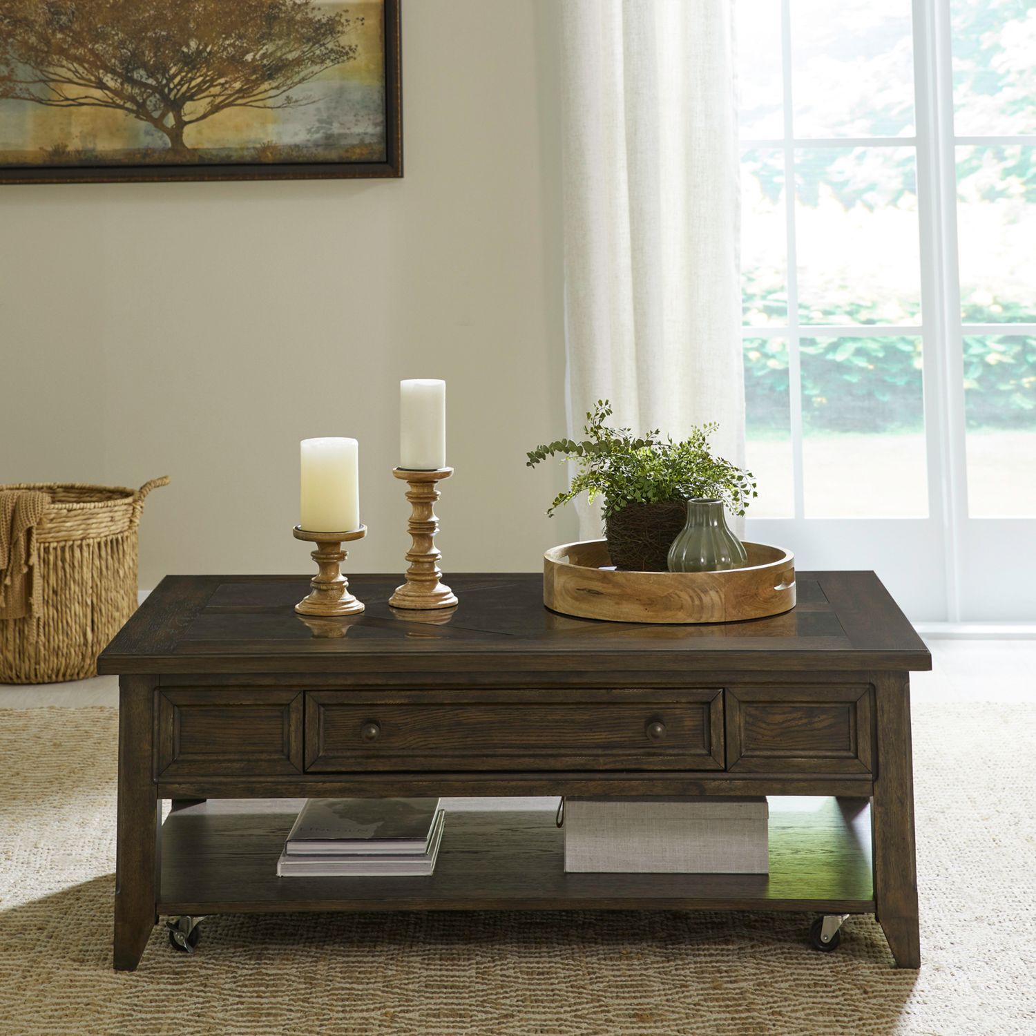 Paradise Valley Wood Cocktail Table Set | Saddle Brown