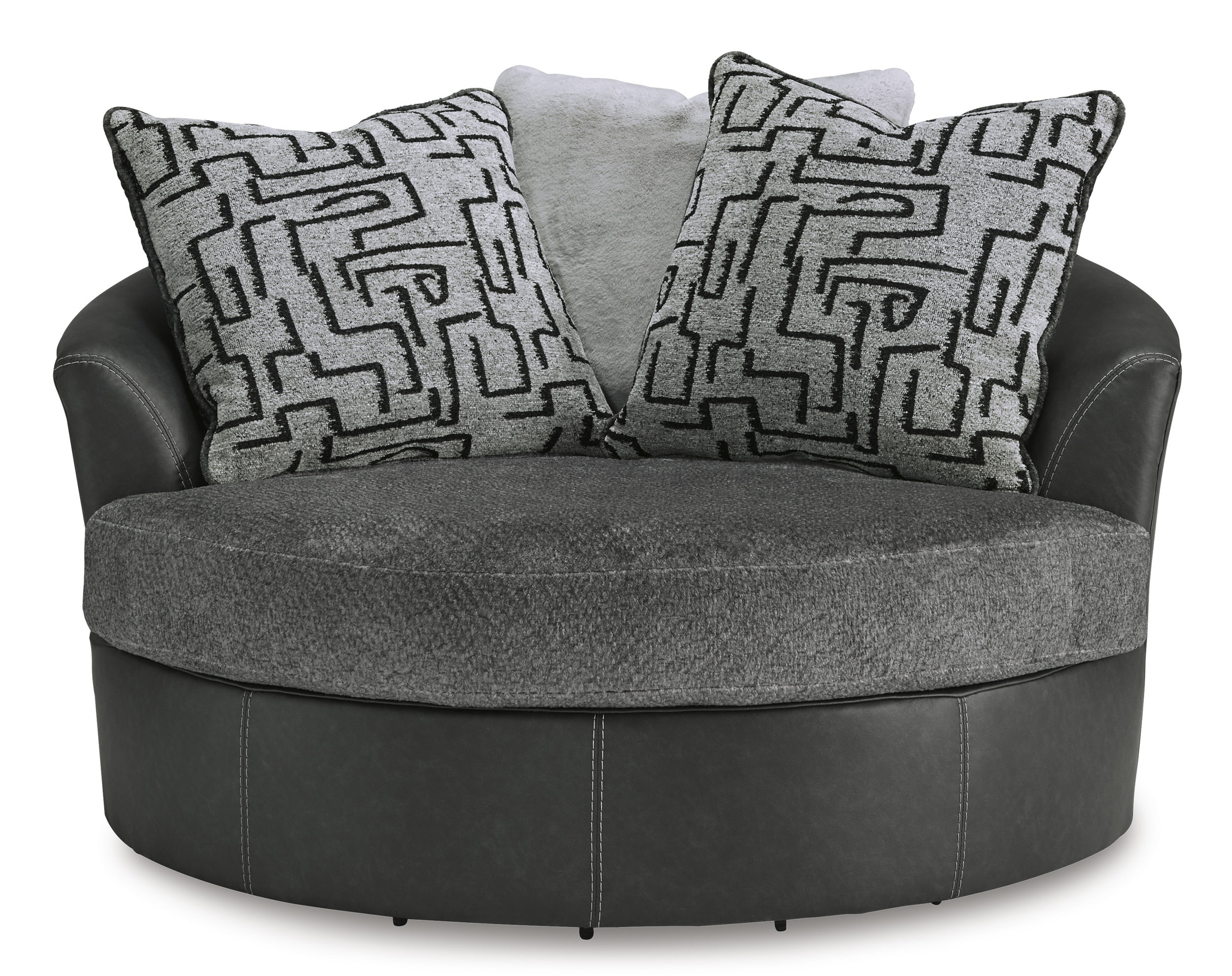 Brixley Pier Polyester/Faux Leather Oversized Swivel Accent Chair