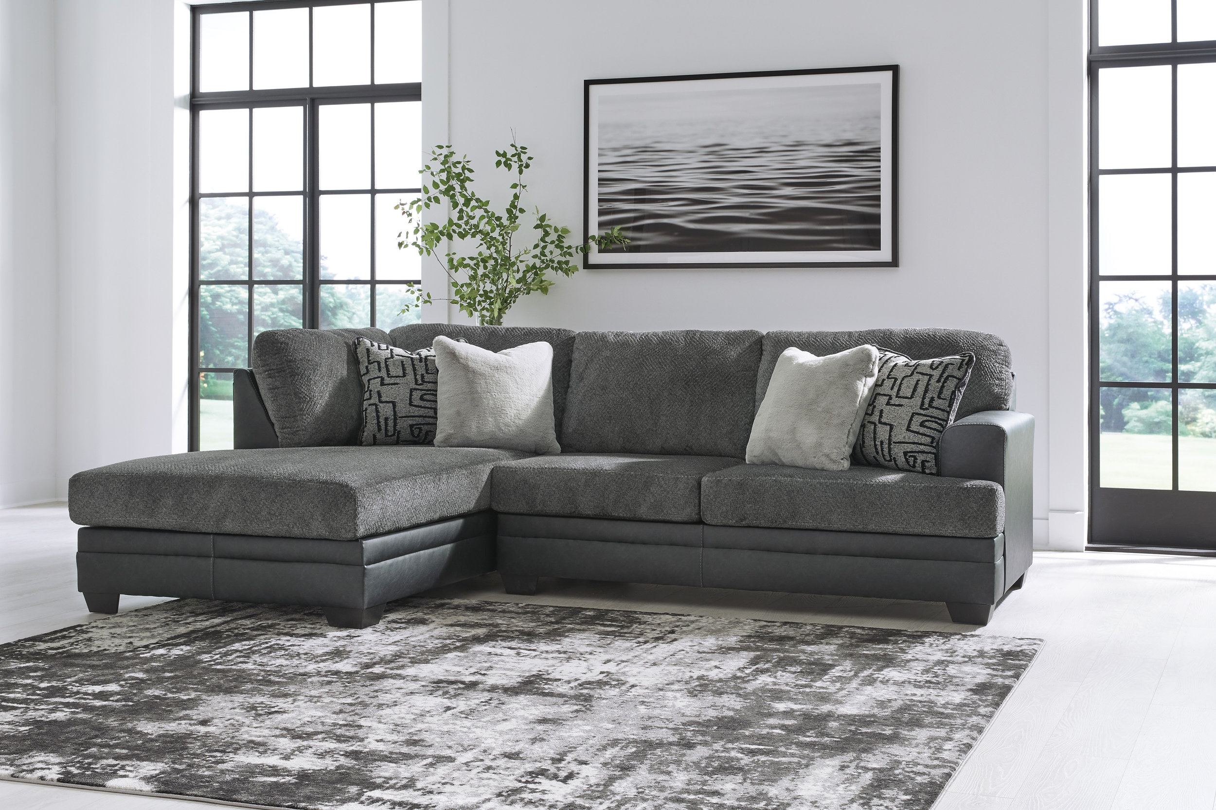 Brixley Pier Fabric/Faux Leather Left 2-Piece Sectional w/Chaise