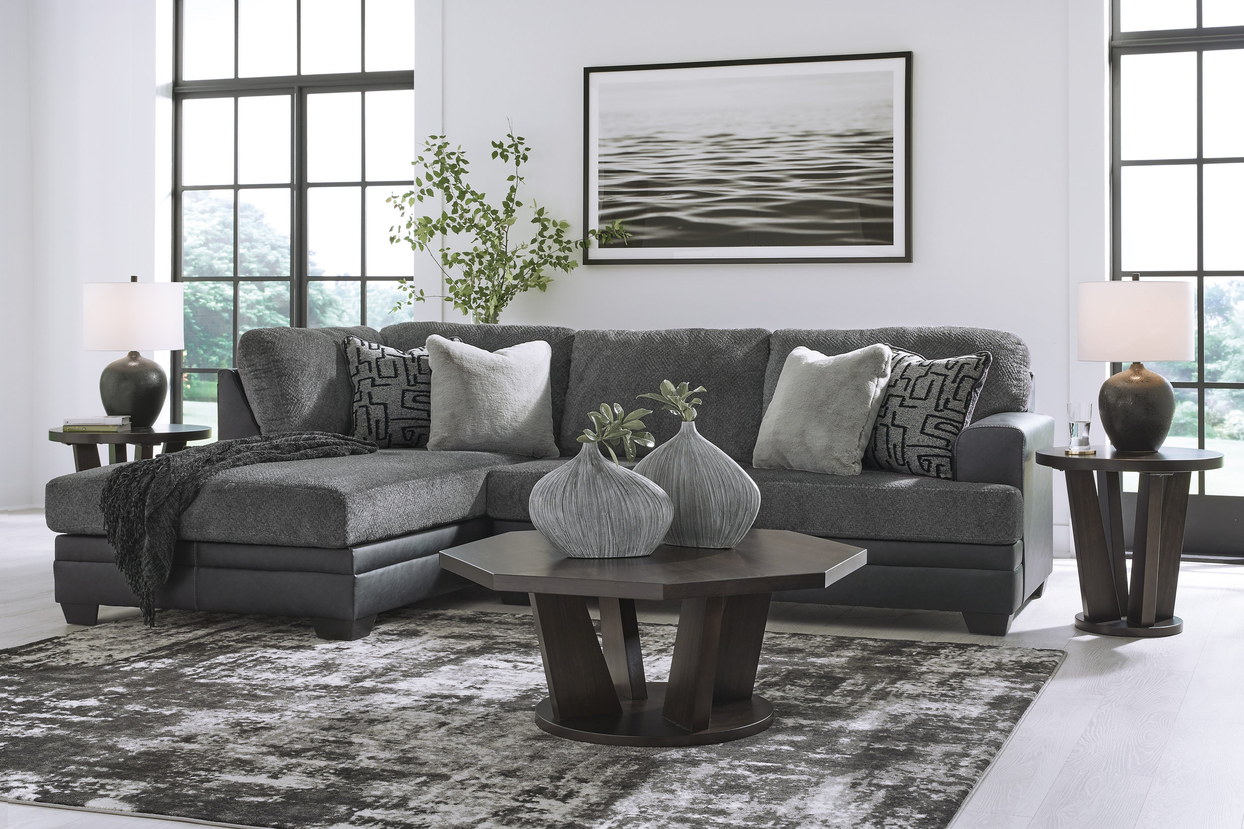 Brixley Pier Fabric/Faux Leather Left 2-Piece Sectional w/Chaise