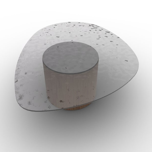 Mushroom Tempered Glass/Wood Pedestal Coffee Table
