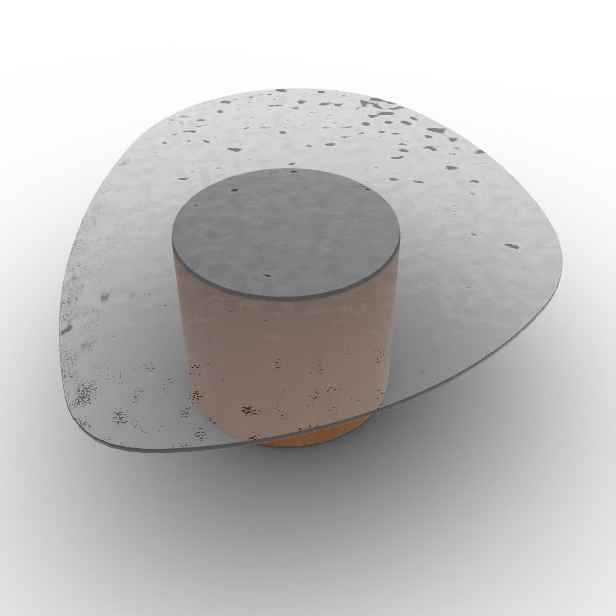 Mushroom Tempered Glass/Wood Pedestal Coffee Table