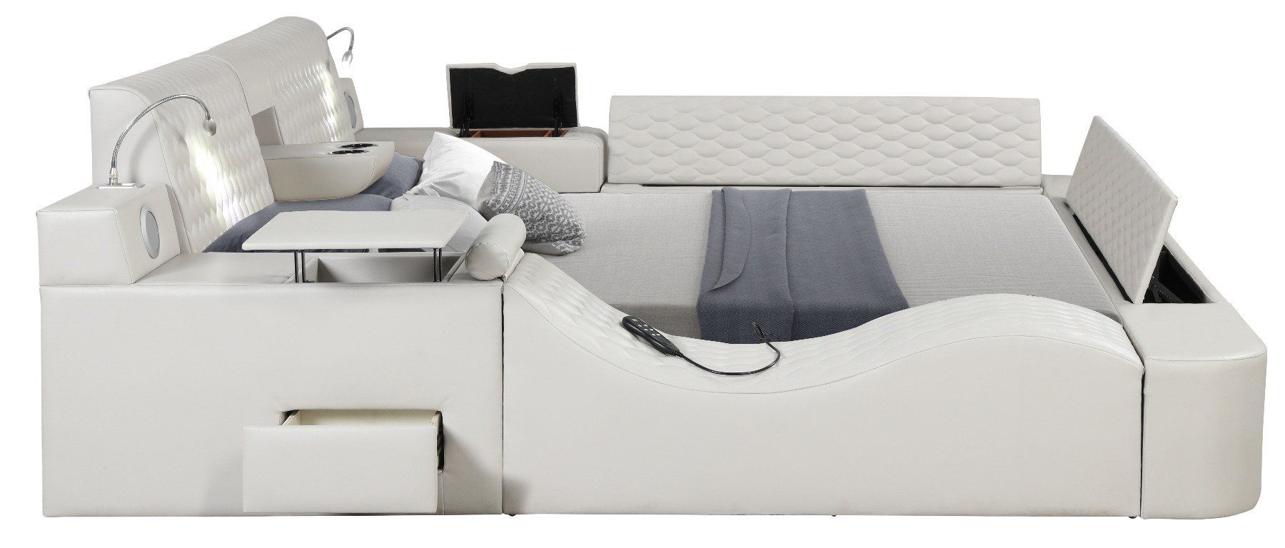 Zoya Fabric Upholstered King Size Ice Bed Side