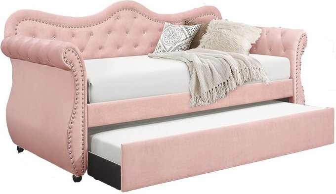 Abby Velvet Tufted Daybed w/Trundle
