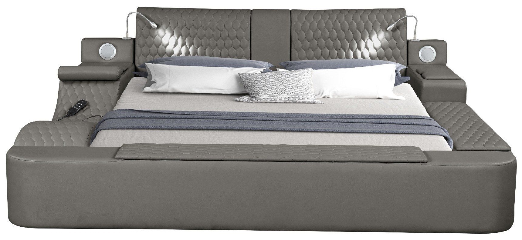 Zoya Fabric Upholstered Gray Bed by Galaxy Home Furnishings