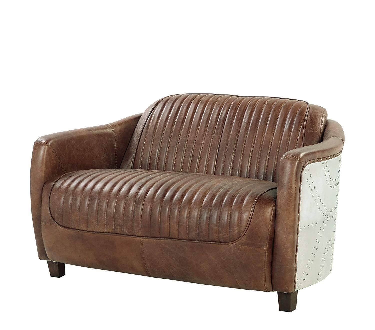 Brancaster Vintage Top Grain Leather/Aluminum Living Room Set