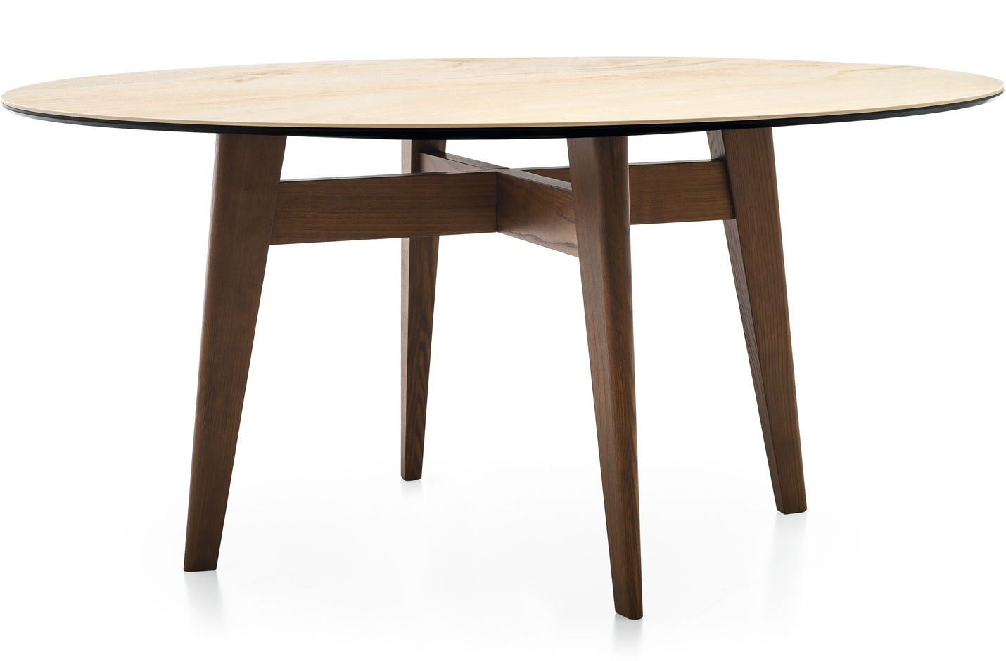Abrey W62.9-inch Ceramic/Wood Customizable Round Dining Table