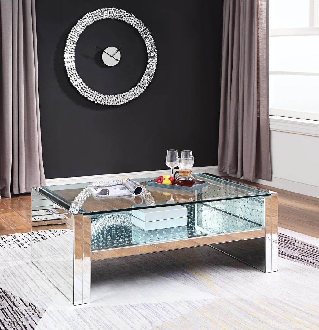 Nysa Mirrored/Faux Diamonds Coffee Table