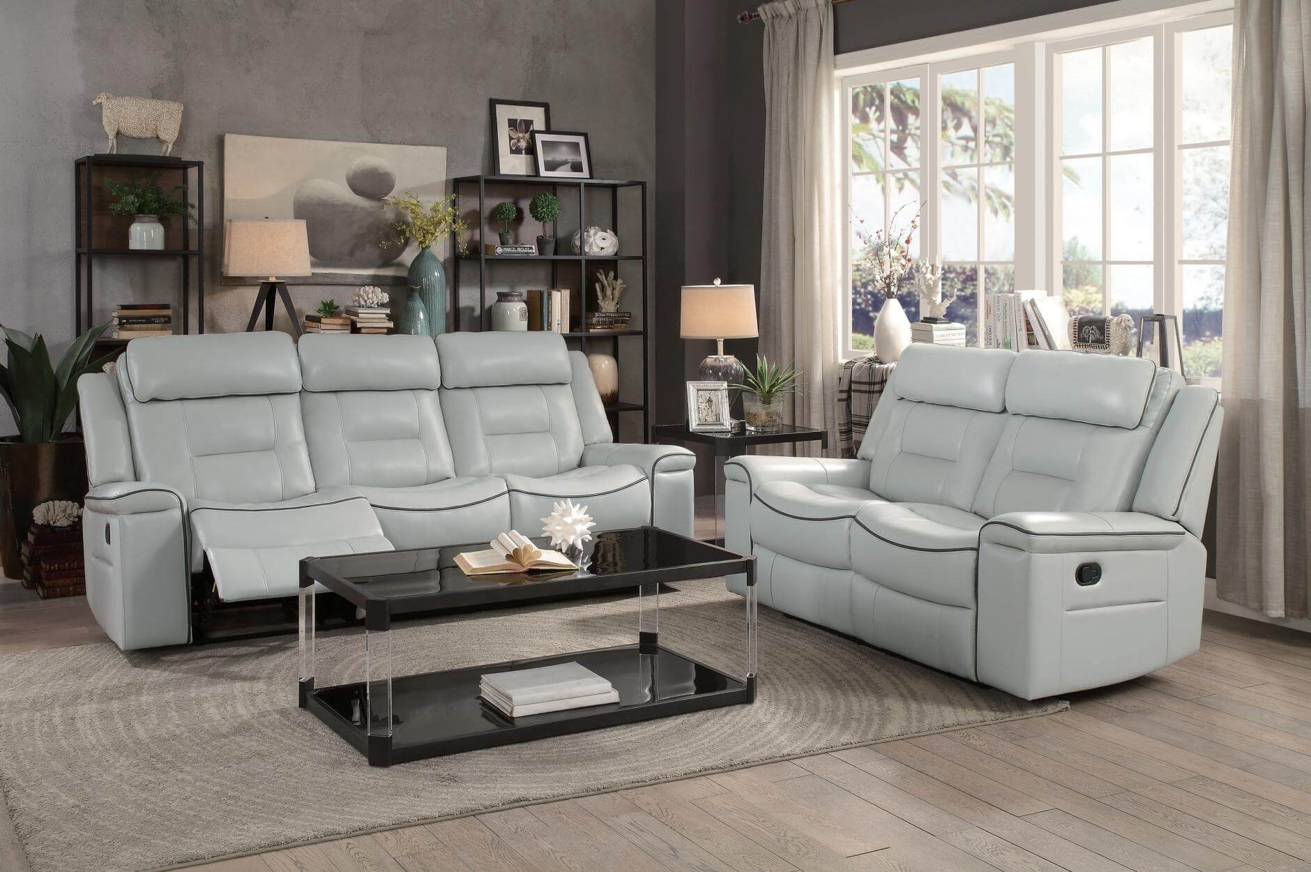 Darwan Leather Gel Match Living Room Set by Homelegance