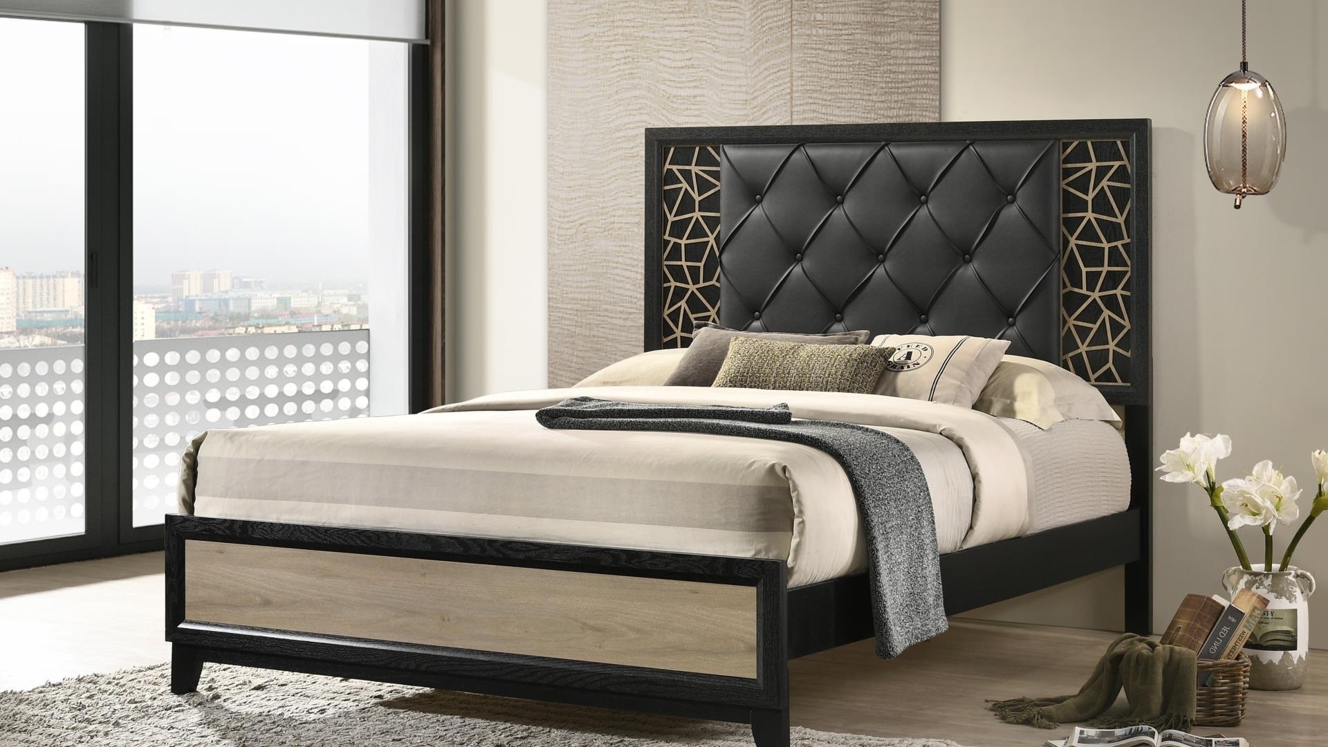 Selena Fabric/Wood Regular Bedroom Set