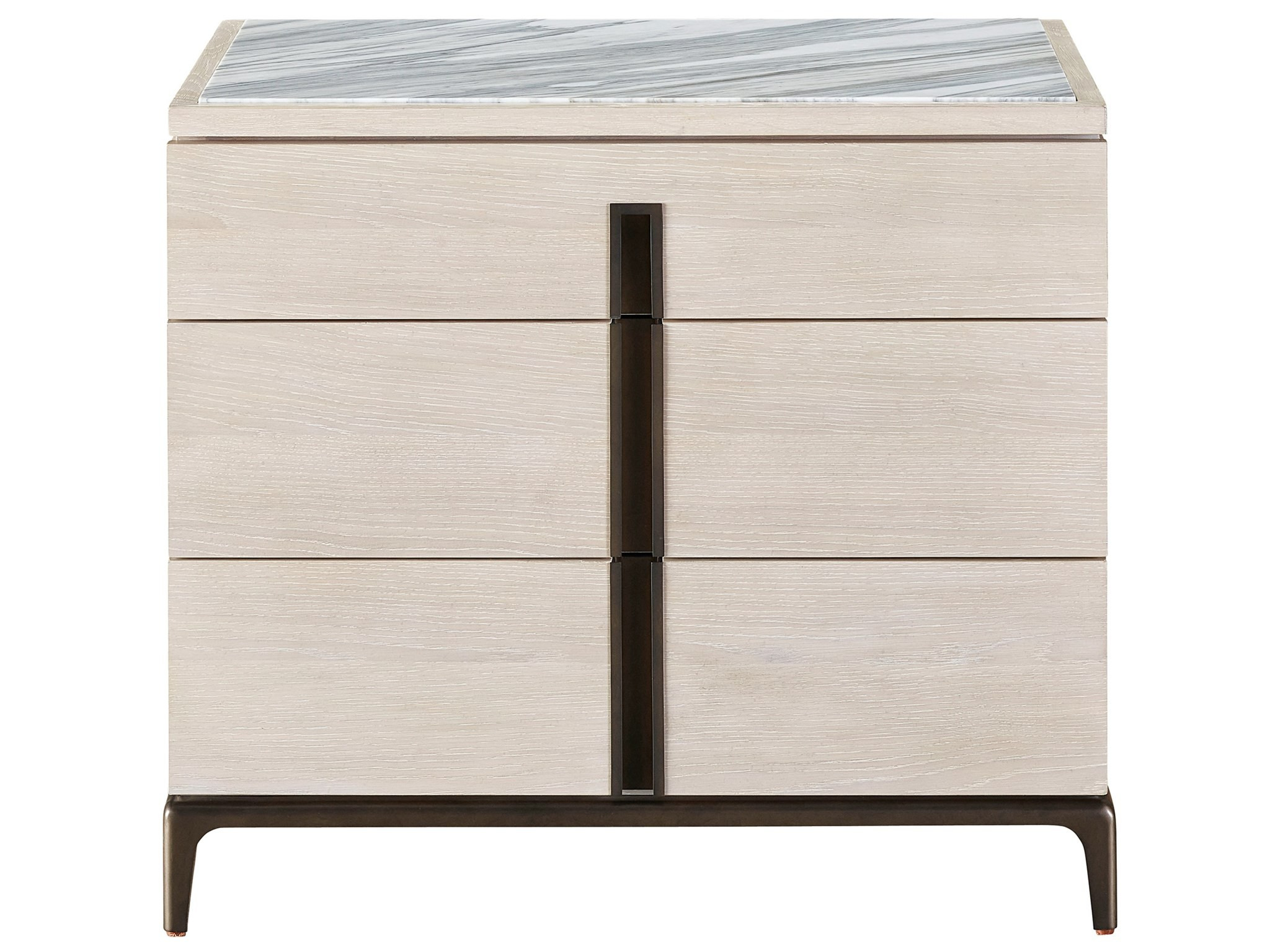 Maren Wood/Metal Stone Top Nightstand w/3 Drawers