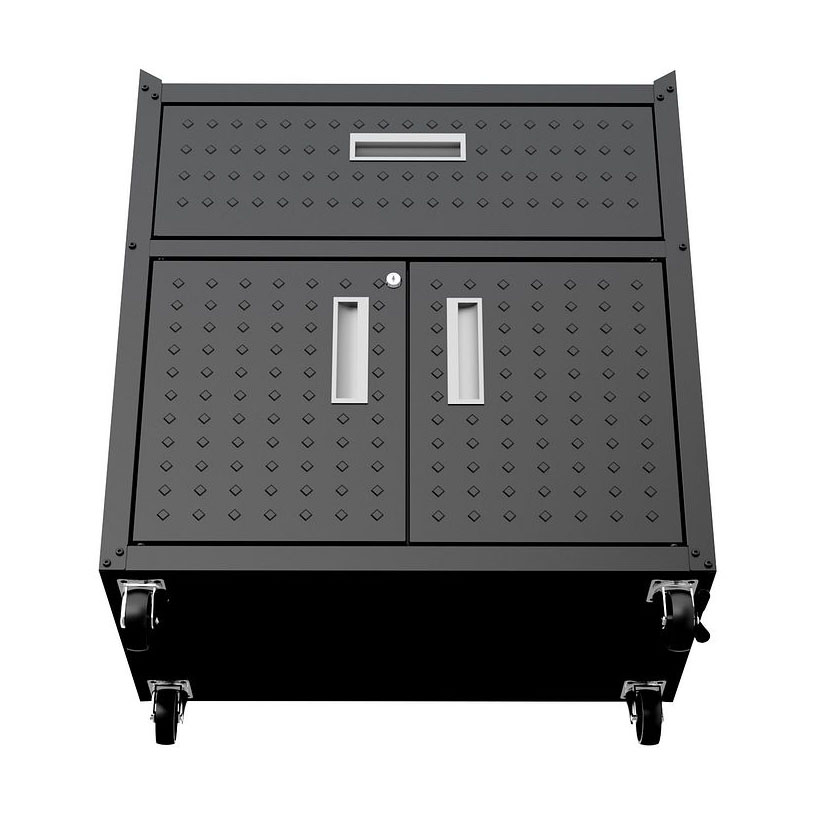 Fortress Textured Metal 31.5-inch Garage Mobile Cabinet w/1 Full Extension Drawer & 2 Adjustable Shelves