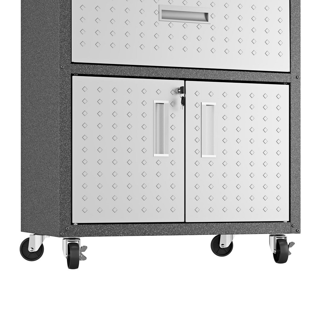 Fortress Textured Metal 31.5-inch Garage Mobile Cabinet w/1 Full Extension Drawer & 2 Adjustable Shelves