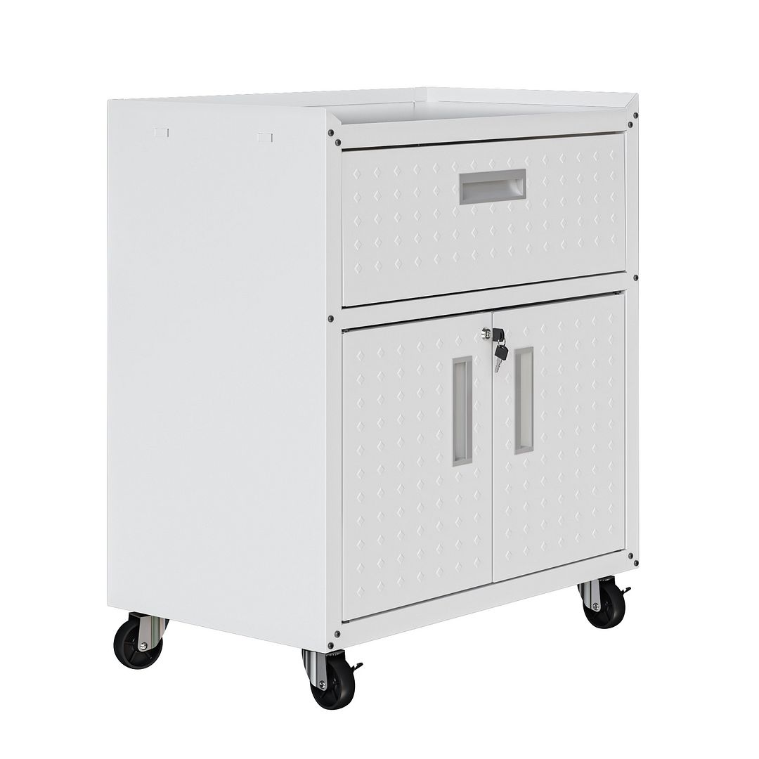 Fortress Textured Metal 31.5-inch Garage Mobile Cabinet w/1 Full Extension Drawer & 2 Adjustable Shelves