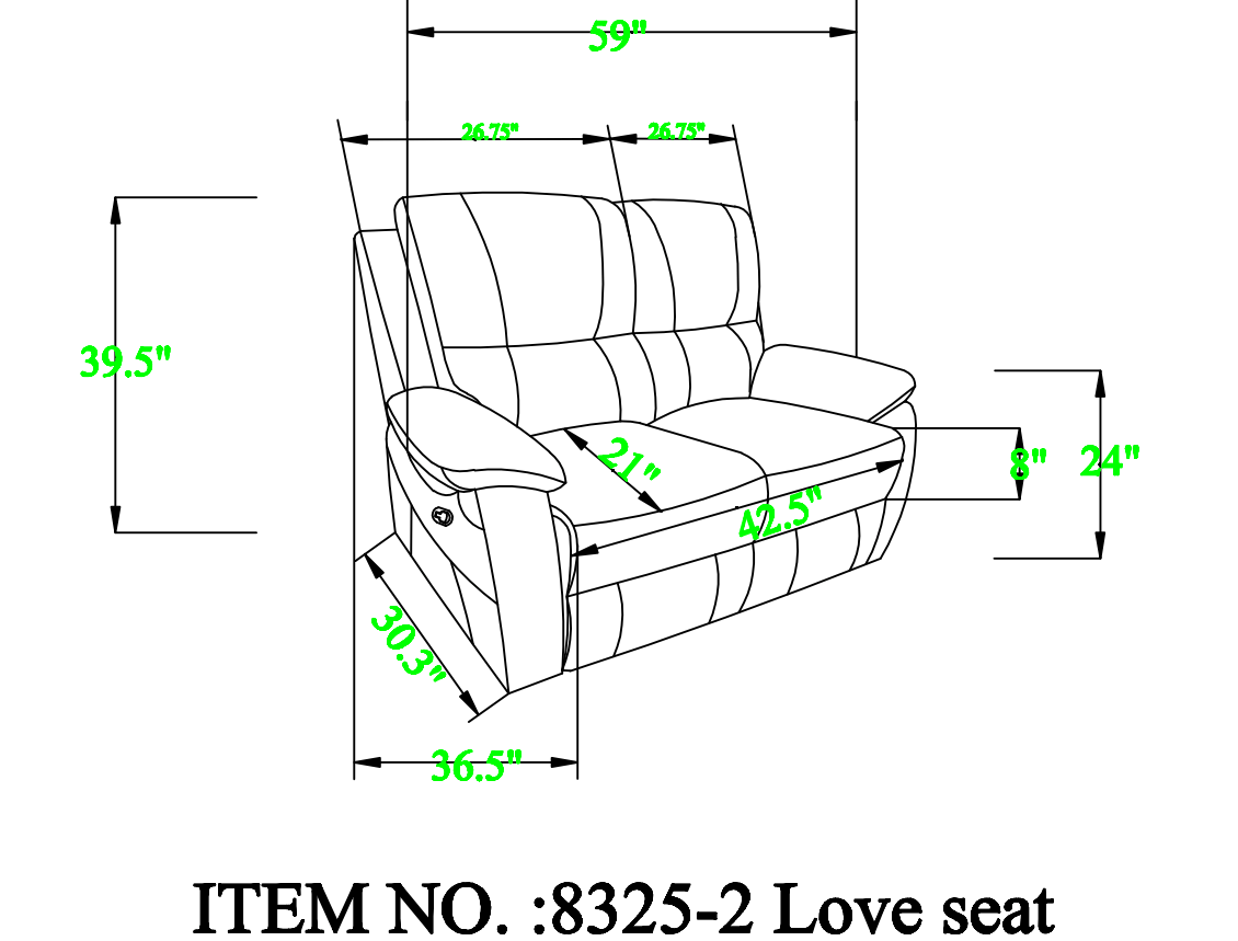 Greeley Leather Loveseat by Homelegance