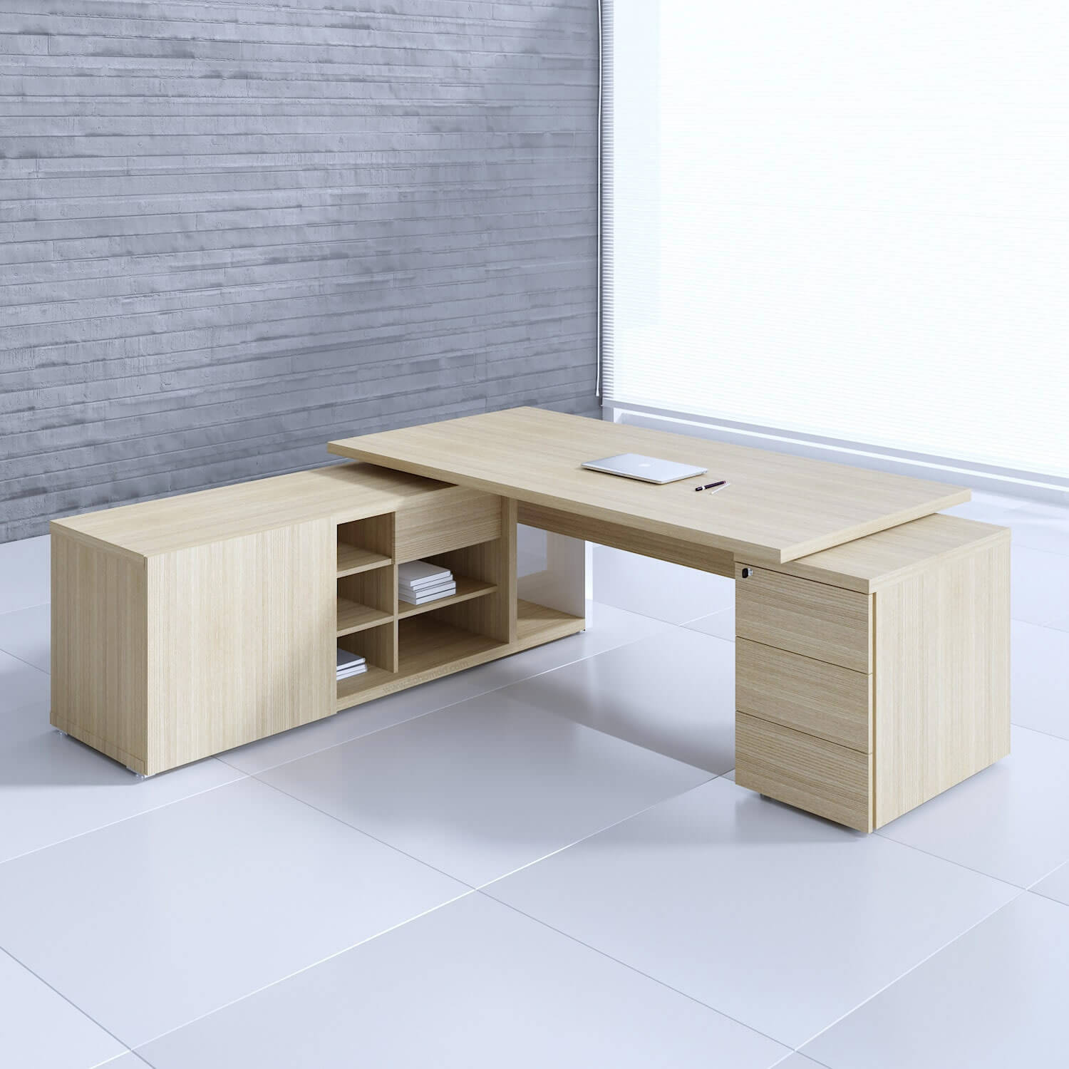 Mito 79" - 90" Executive Desk with Managerial Side Storage