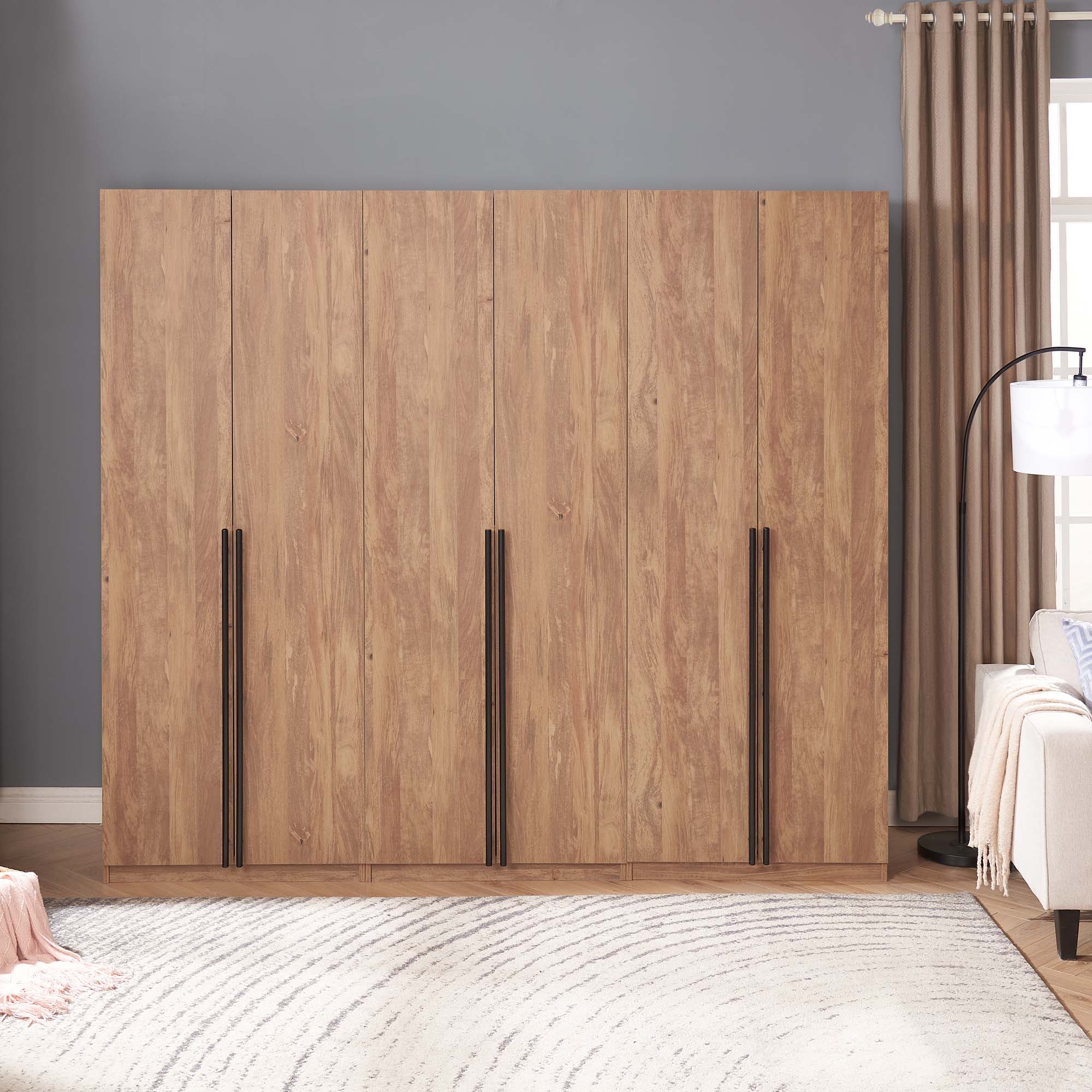 Lee Freestanding 3-Piece Wardrobe Closet 1.0 w/4 Shelves & 2 Drawers 