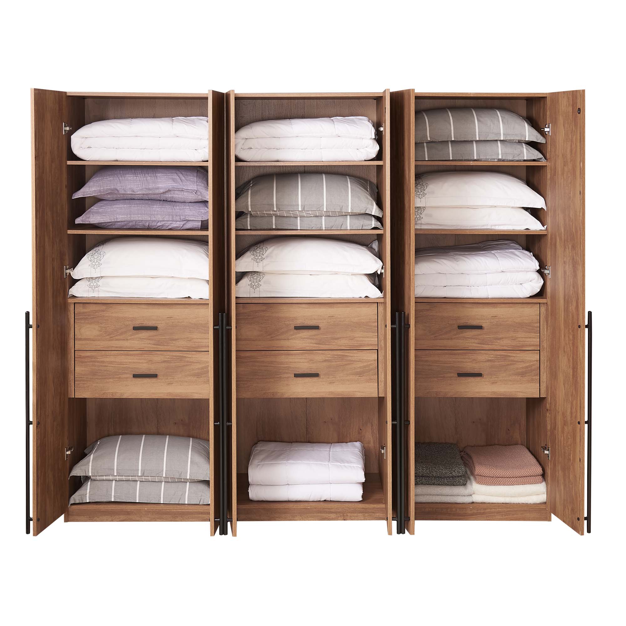 Lee Freestanding 3-Piece Wardrobe Closet 1.0 w/4 Shelves & 2 Drawers 