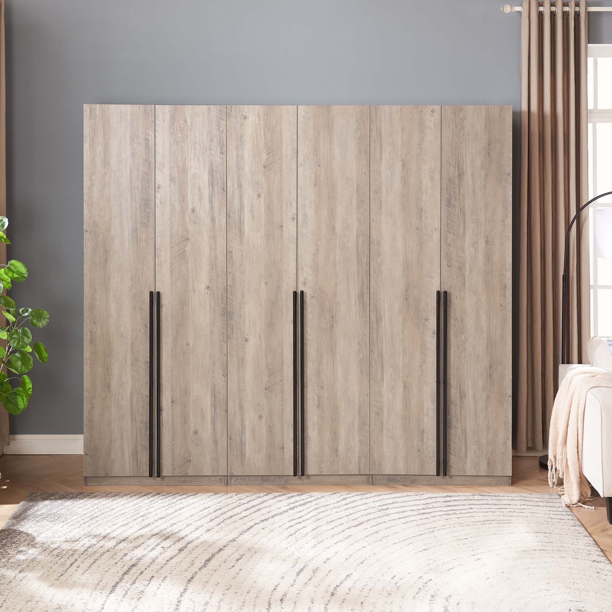 Lee Freestanding 3-Piece Wardrobe Closet 1.0 w/4 Shelves & 2 Drawers 