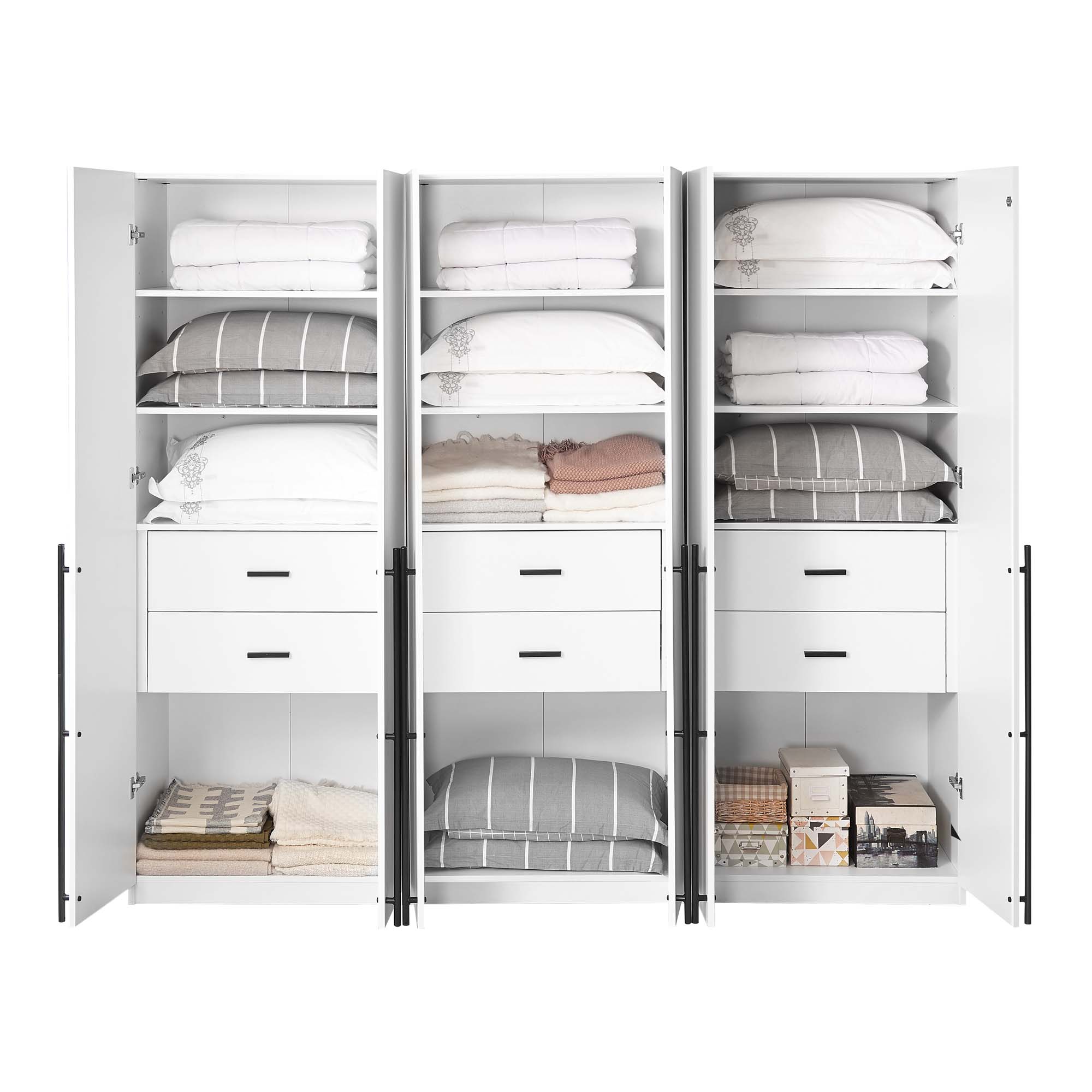 Lee Freestanding 3-Piece Wardrobe Closet 1.0 w/4 Shelves & 2 Drawers 