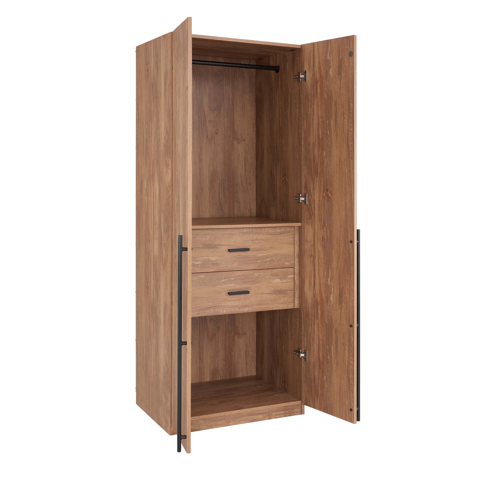 Lee Freestanding 3-Piece Wardrobe Closet w/2 Hanging Rods, 4 Drawers, 3 Shoe Storage & 6 Shelves 