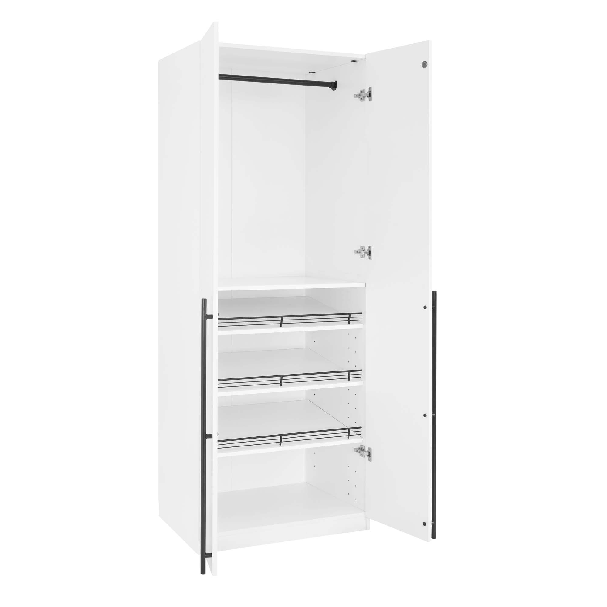 Lee Freestanding 3-Piece Wardrobe Closet w/2 Hanging Rods, 4 Drawers, 3 Shoe Storage & 6 Shelves 