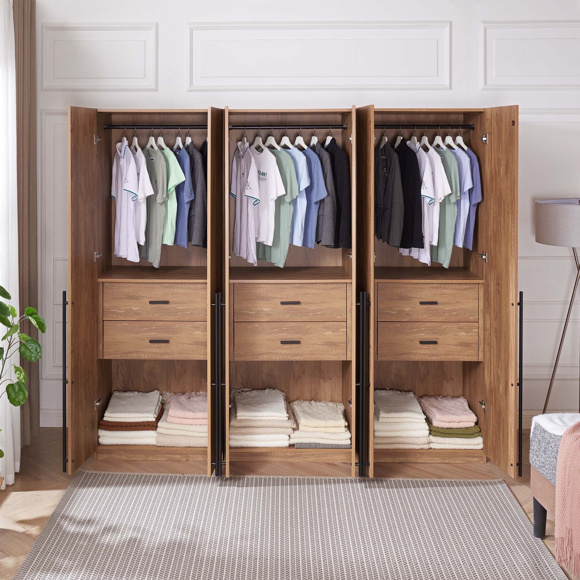 Lee Freestanding 3-Piece Wardrobe Closet 2.0 w/1 Hanging Rod, 1 Shelf & 2 Drawers 