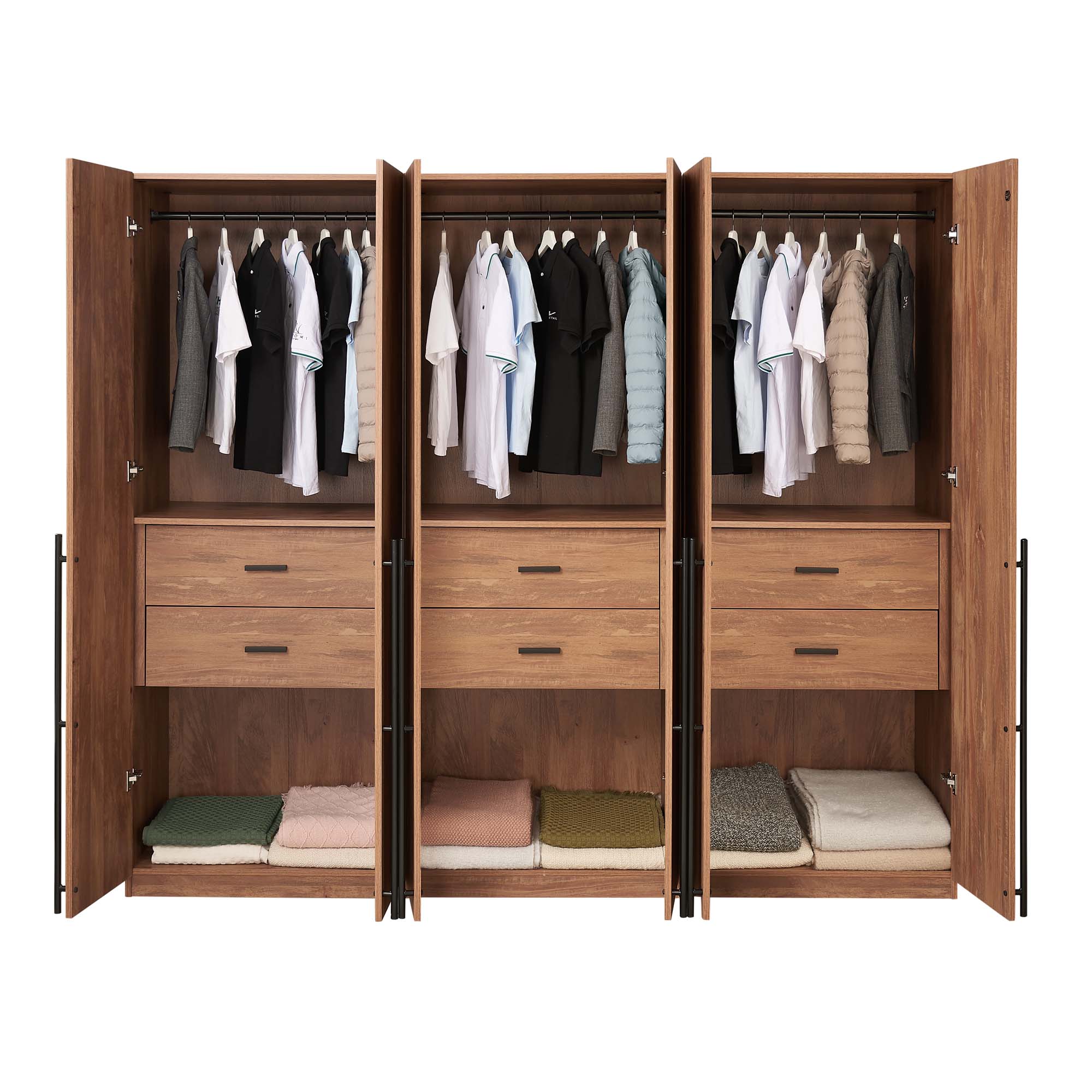 Lee Freestanding 3-Piece Wardrobe Closet 2.0 w/1 Hanging Rod, 1 Shelf & 2 Drawers 