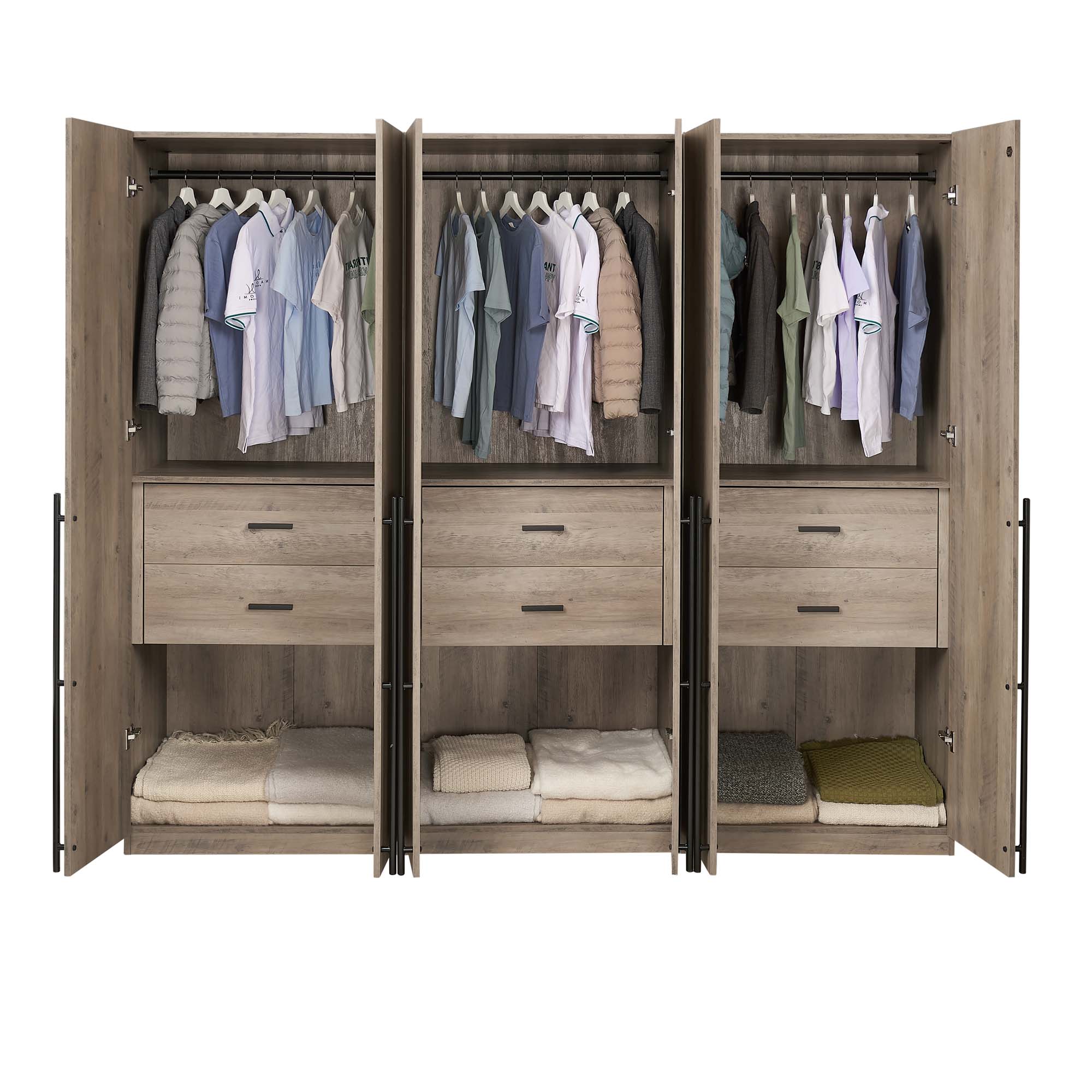 Lee Freestanding 3-Piece Wardrobe Closet 2.0 w/1 Hanging Rod, 1 Shelf & 2 Drawers 