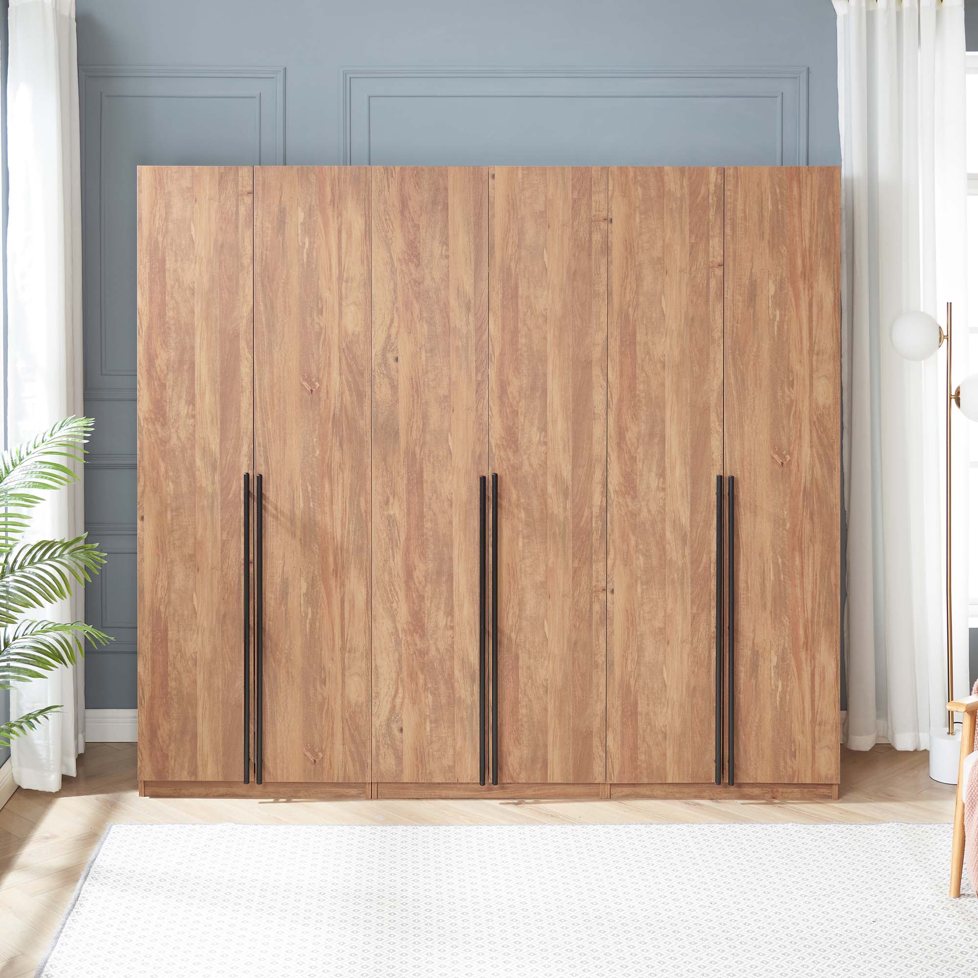 Lee Freestanding 3-Piece Wardrobe Closet 3.0 w/1 Hanging Rod, 3 Shoe Shelves & 1 Basic Shelf 