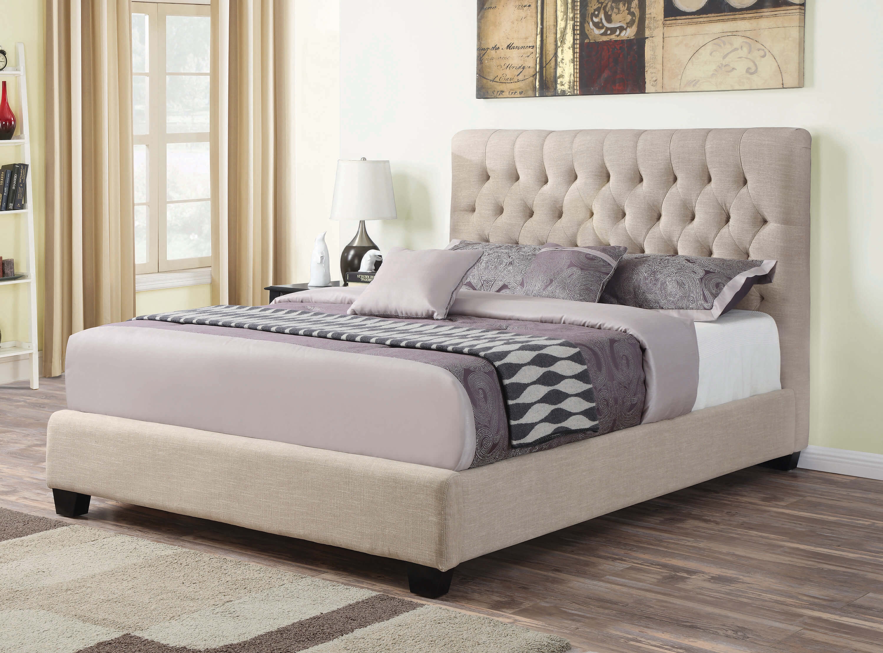 Chloe Fabric Tufted Upholstered Bed, Full Size