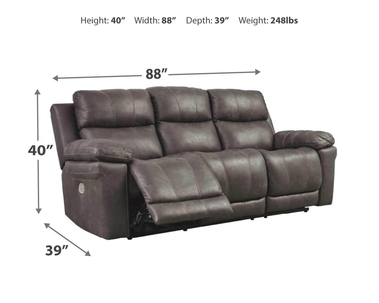 Erlangen Faux Leather Sofa Information