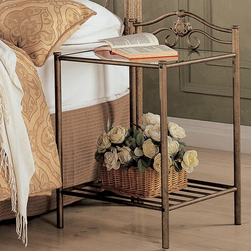 Sydney Metal/Glass Nightstand w/2 Shelves