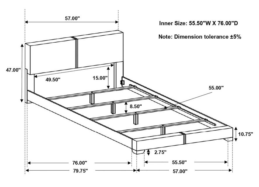 Conner Leatherette Panel Bed, Full Size